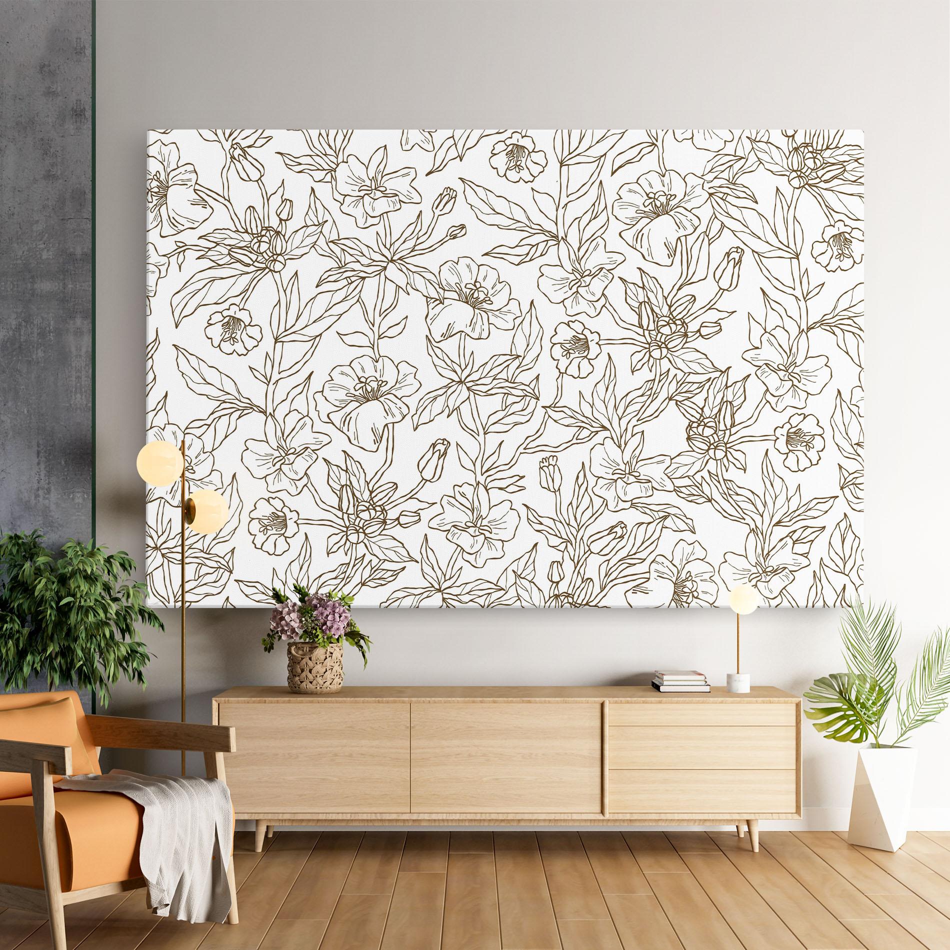 Leinwandbild Cream Line Flowers mockup 9