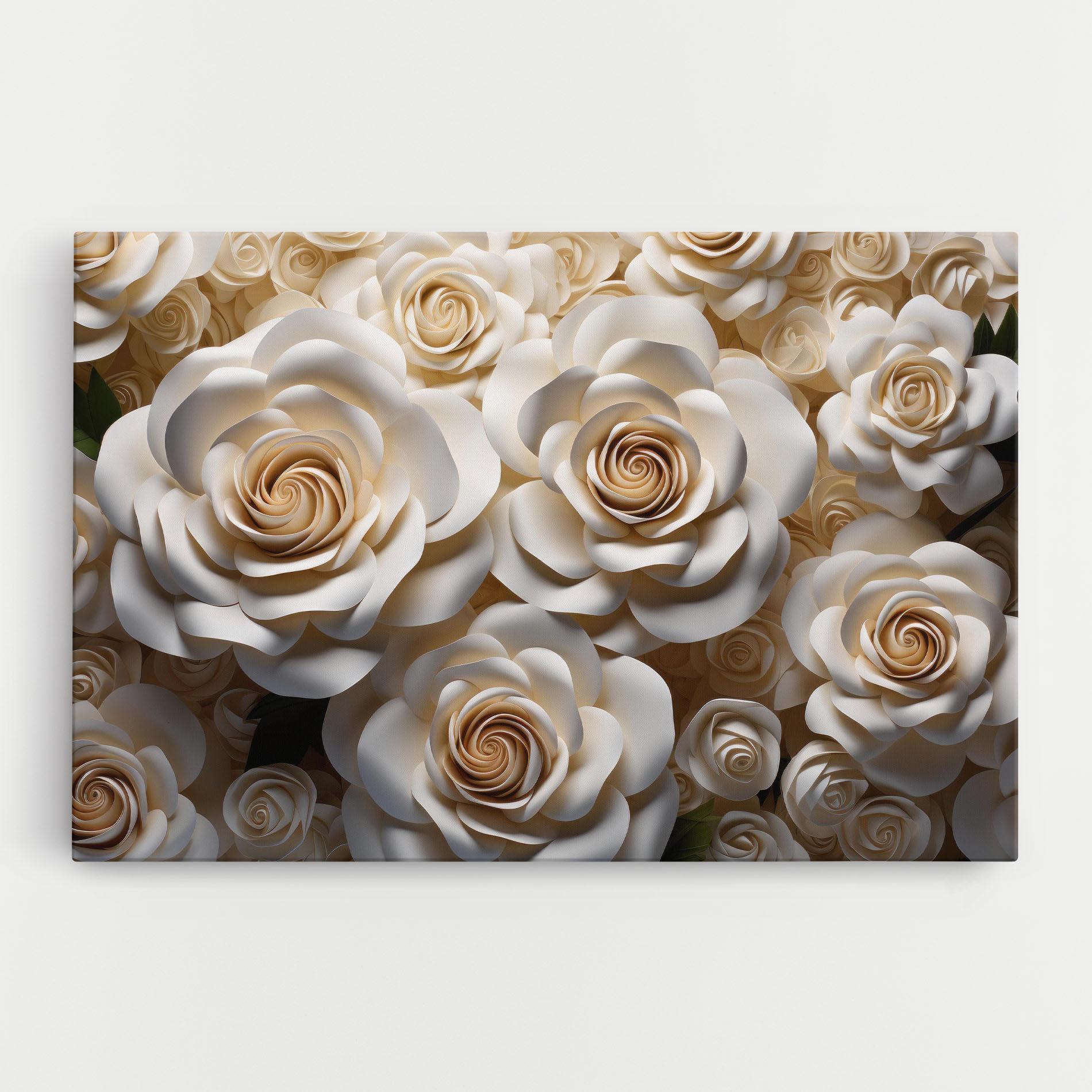Leinwandbild Cream Roses Wall mockup 0