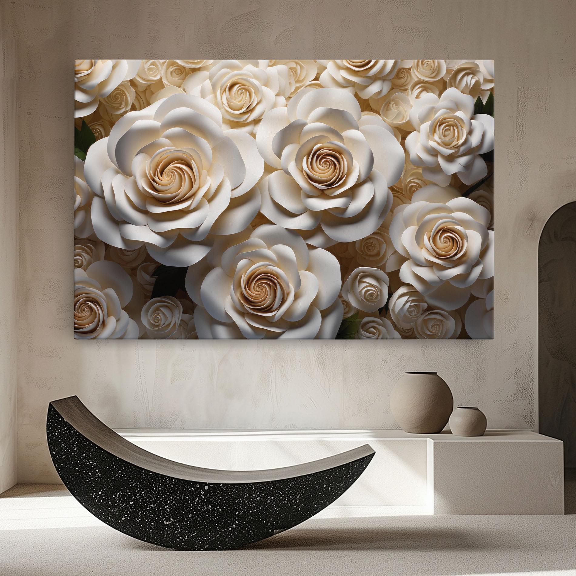 Leinwandbild Cream Roses Wall mockup 8