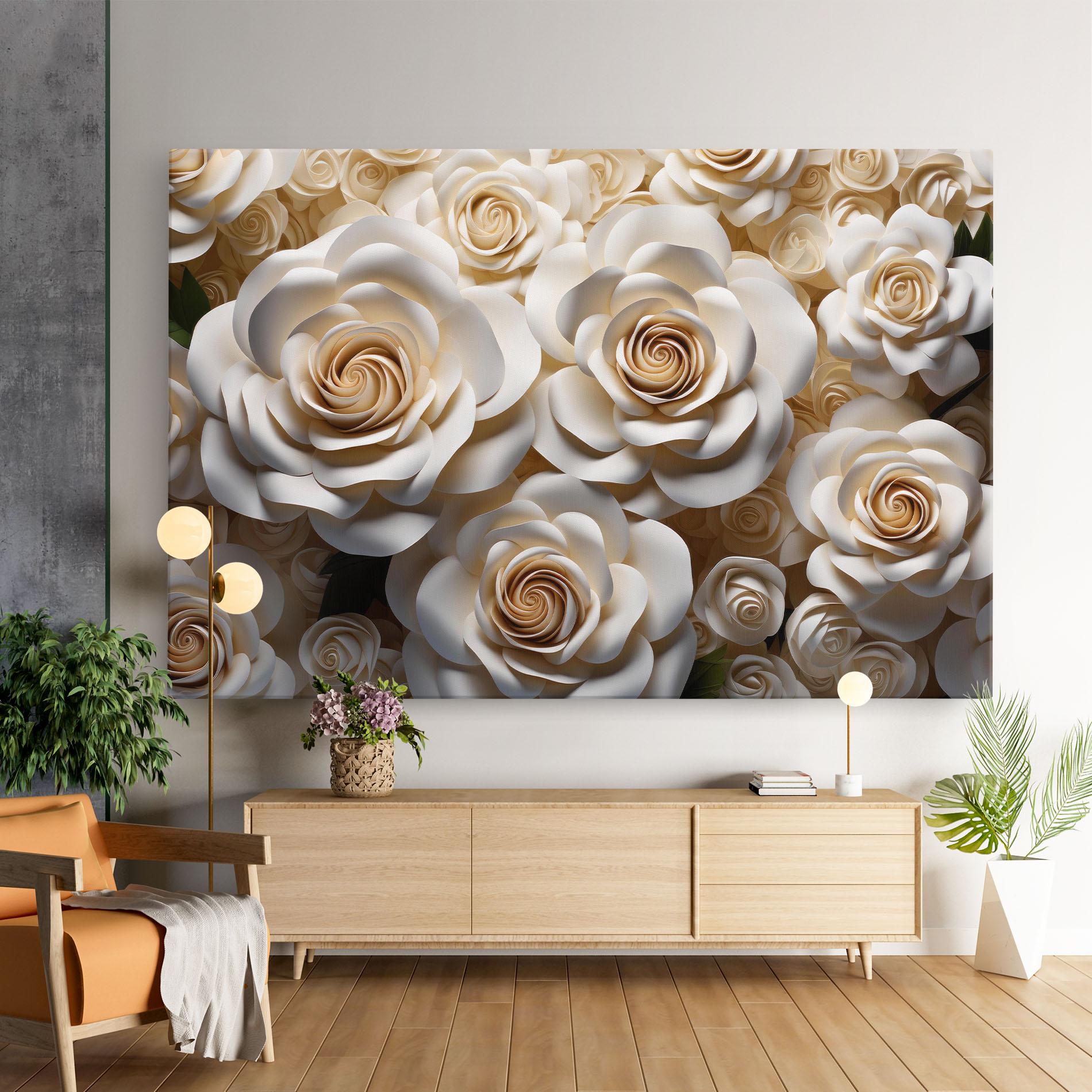 Leinwandbild Cream Roses Wall mockup 9