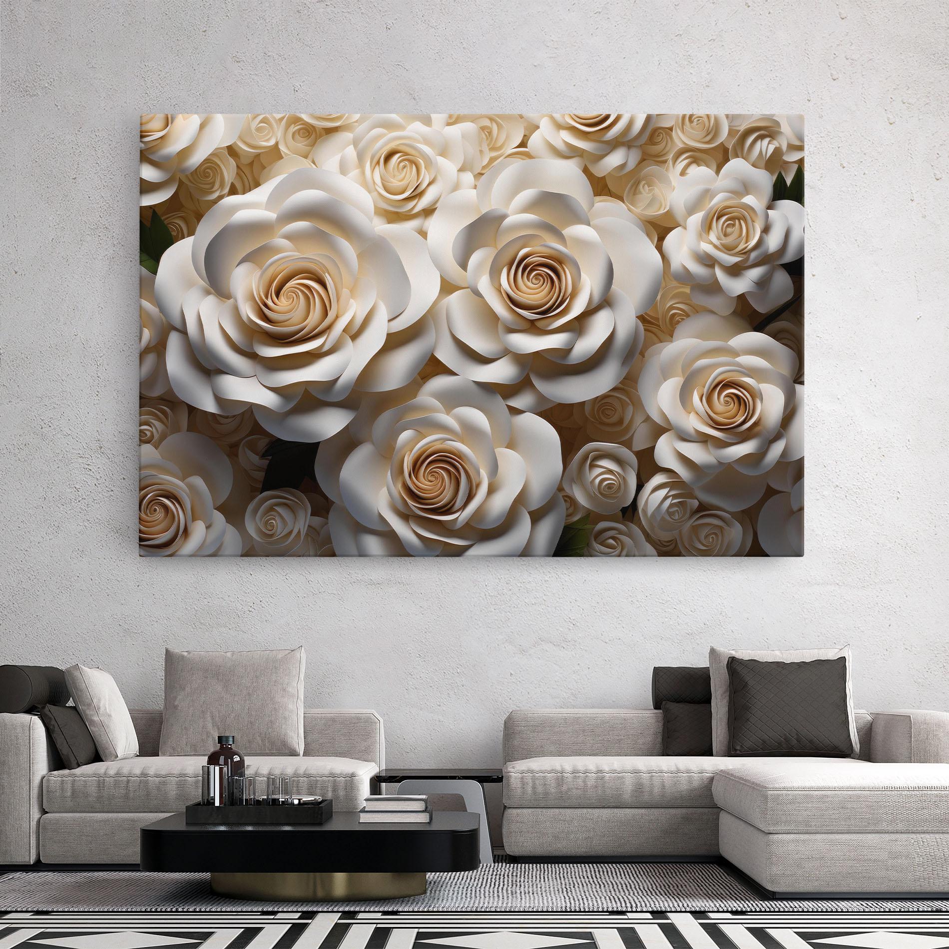 Leinwandbild Cream Roses Wall mockup 2
