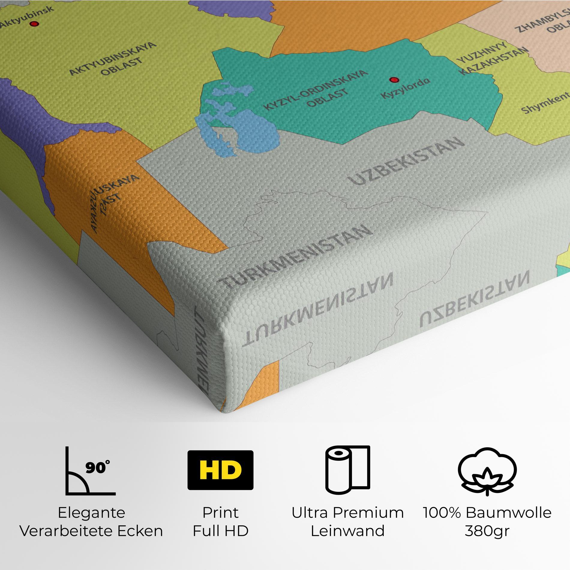 Leinwandbild Kazakhstan Color Map mockup 4