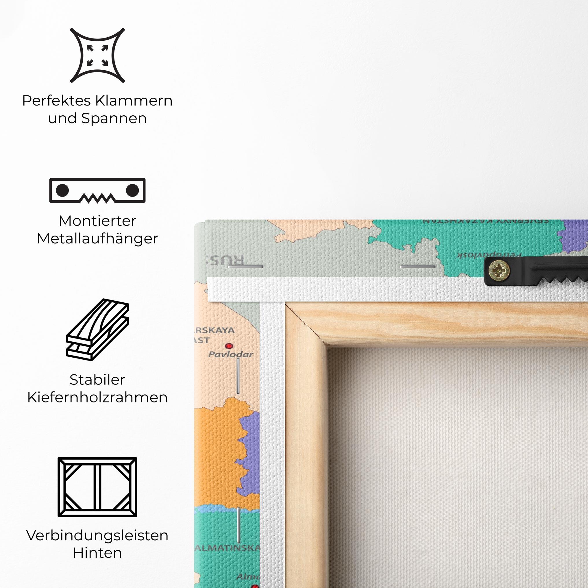 Leinwandbild Kazakhstan Color Map mockup 5