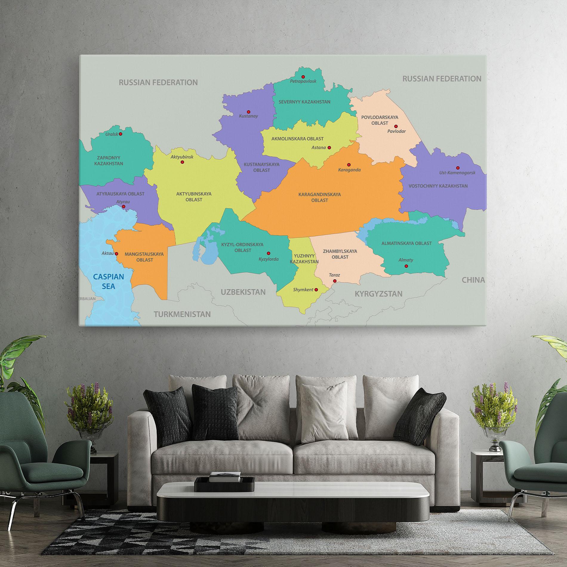Leinwandbild Kazakhstan Color Map mockup 7