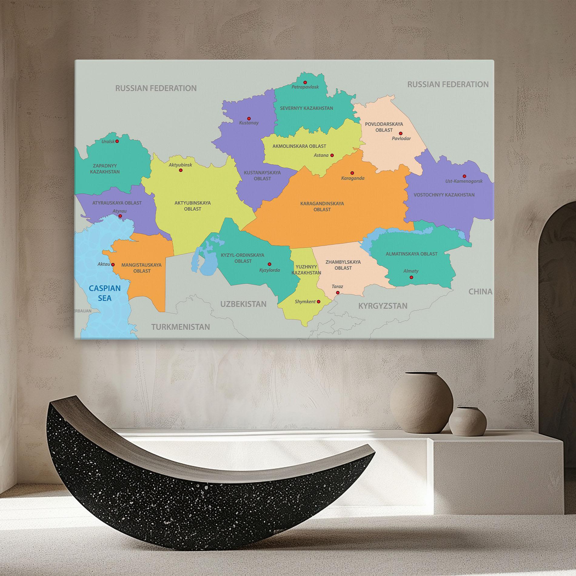 Leinwandbild Kazakhstan Color Map mockup 8