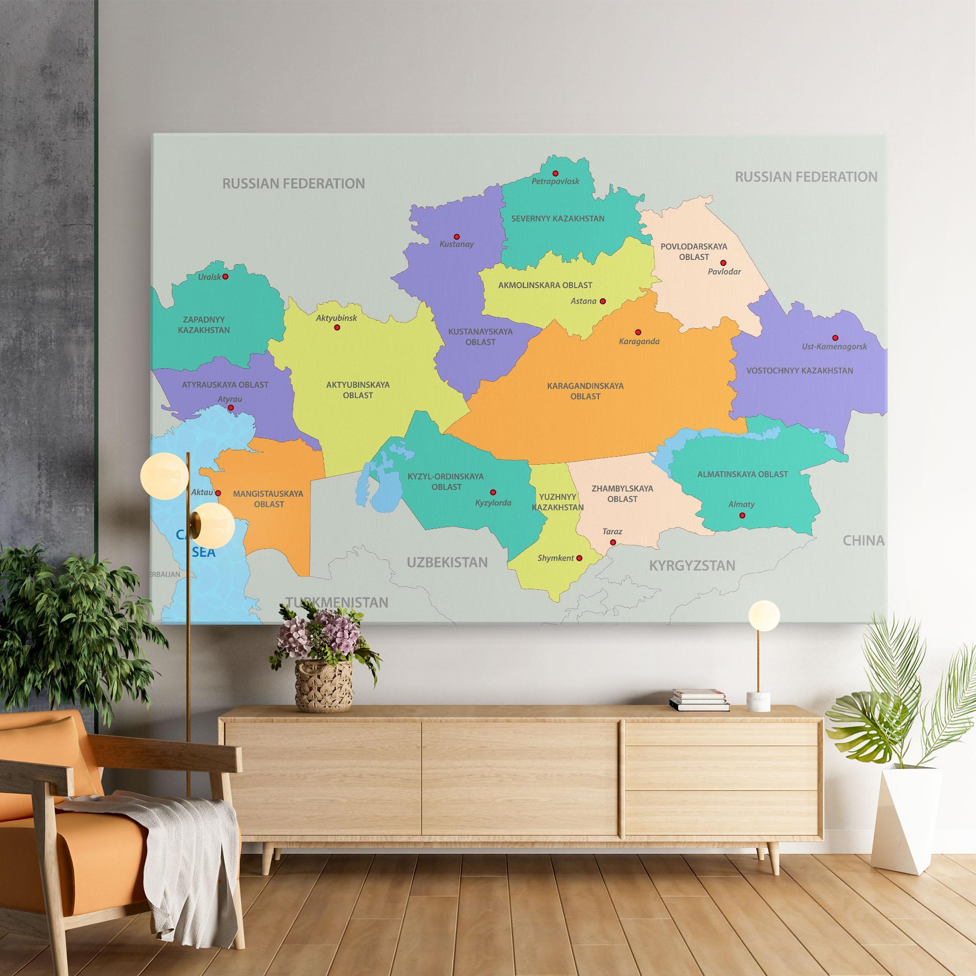 Leinwandbild Kazakhstan Color Map mockup 9