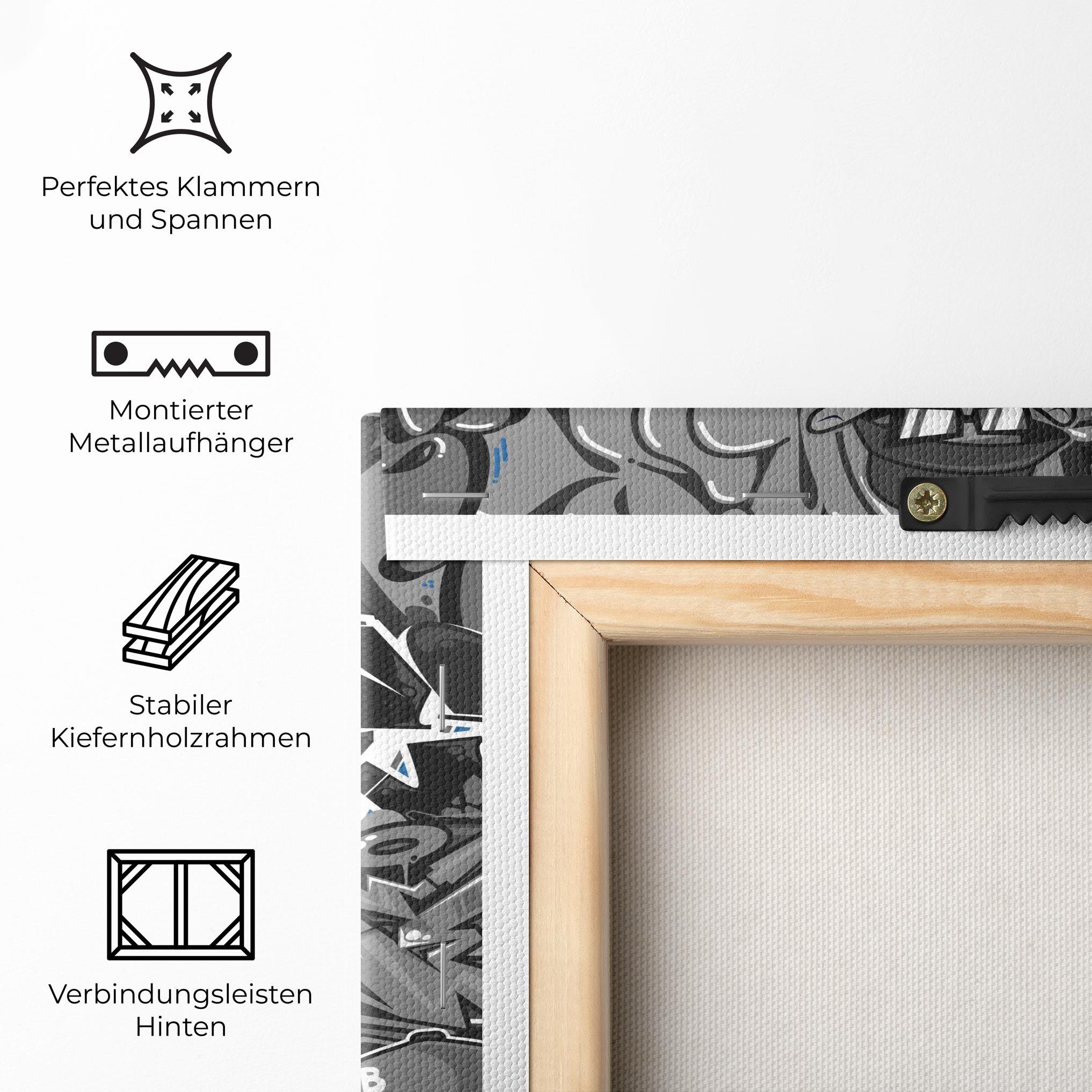 Leinwandbild Grey Blue Graffiti mockup 5