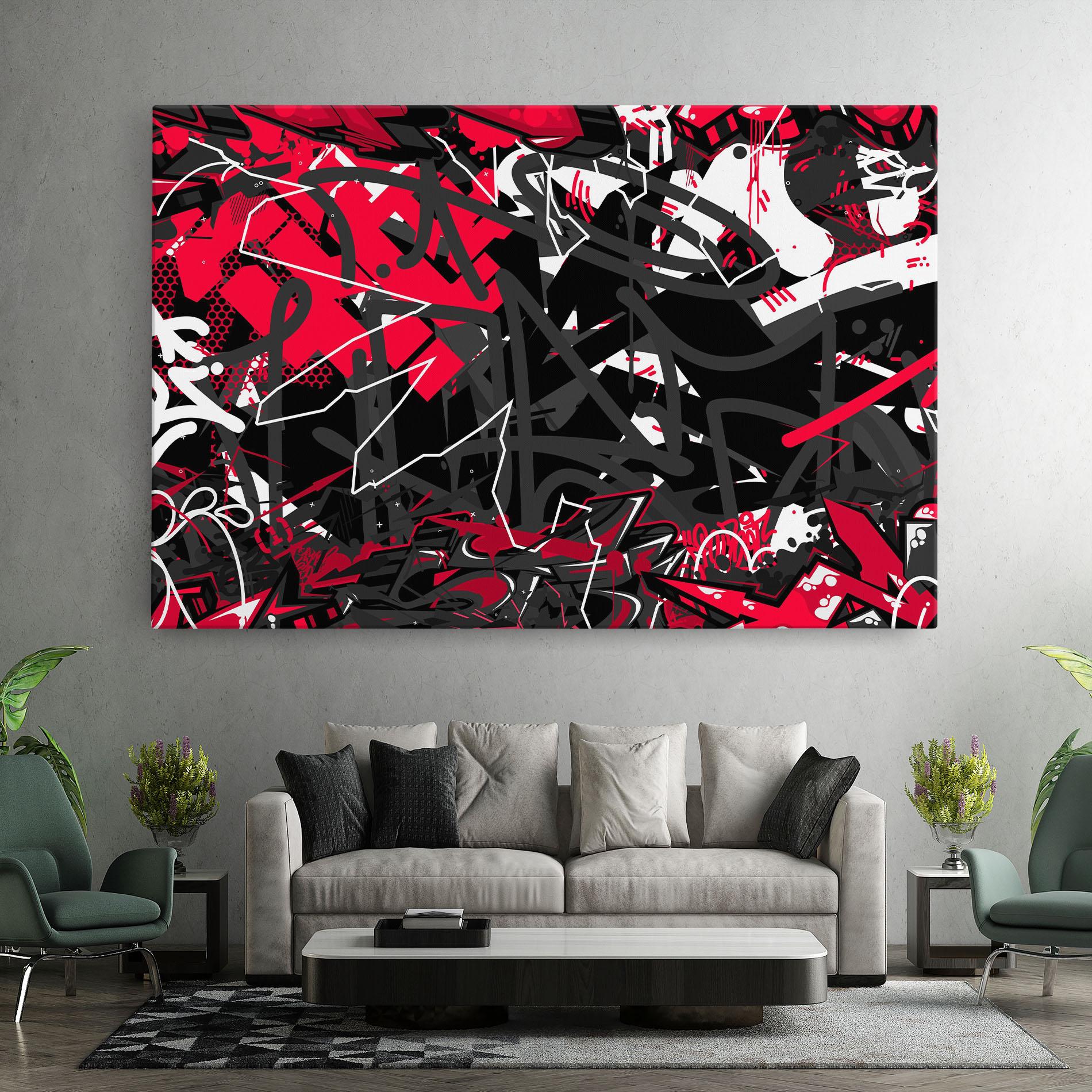 Leinwandbild Grey Red Graffiti mockup 7