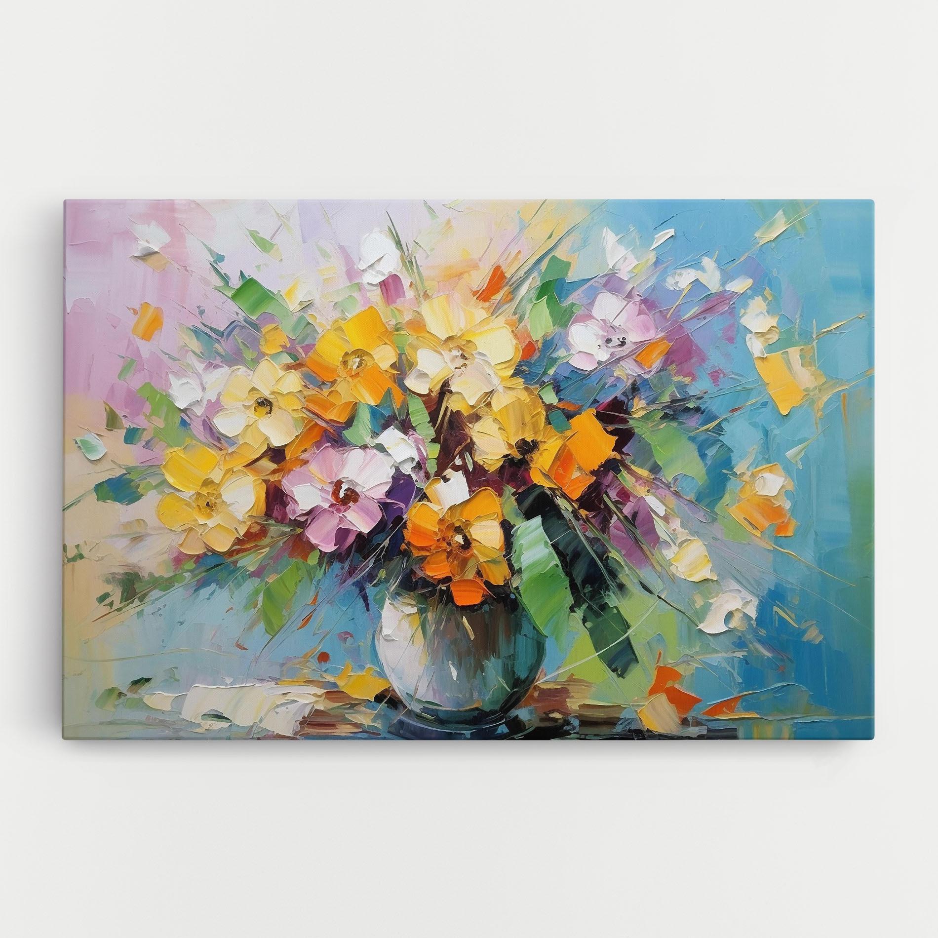 Leinwandbild Colorfull Flowers Painting mockup 0