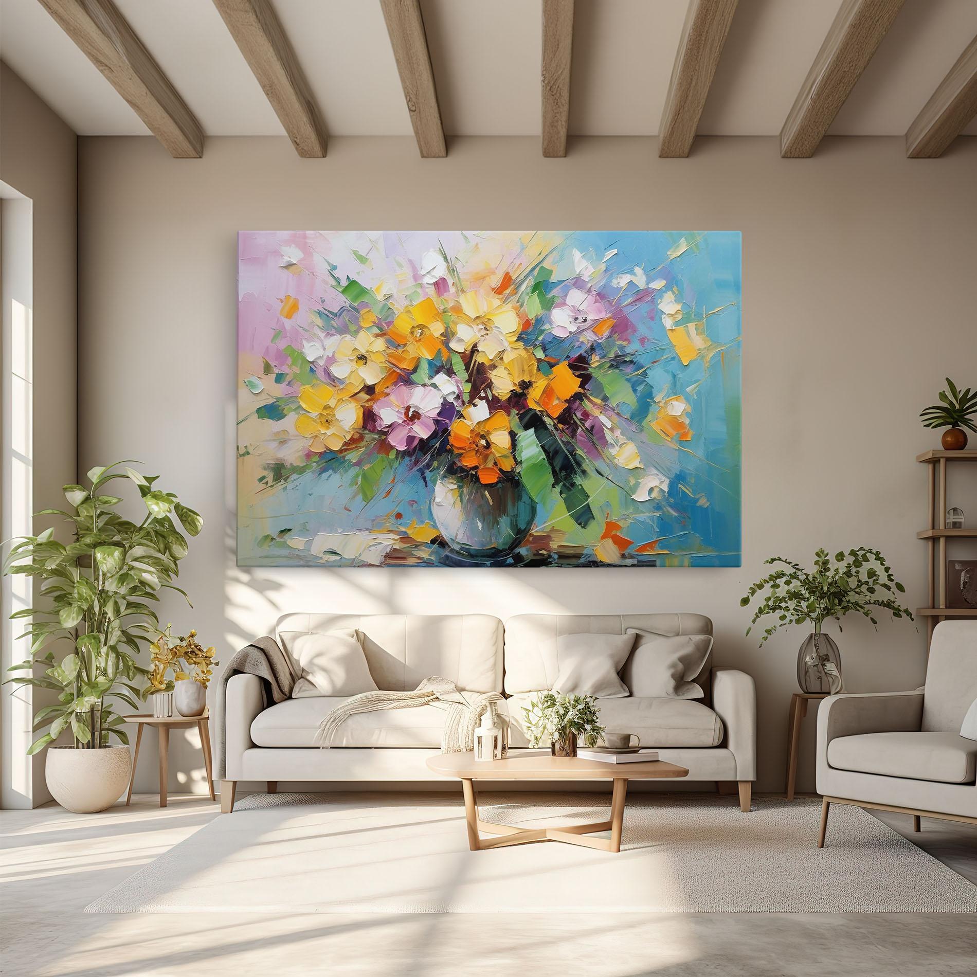 Leinwandbild Colorfull Flowers Painting mockup 6