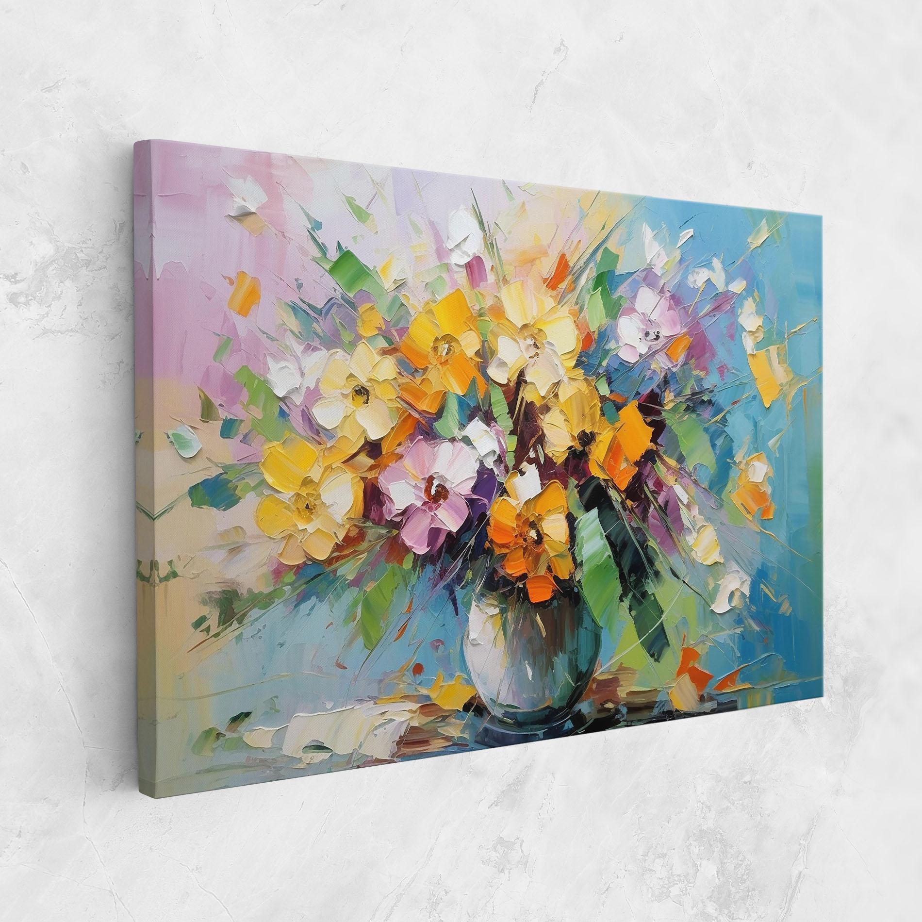 Leinwandbild Colorfull Flowers Painting mockup 1
