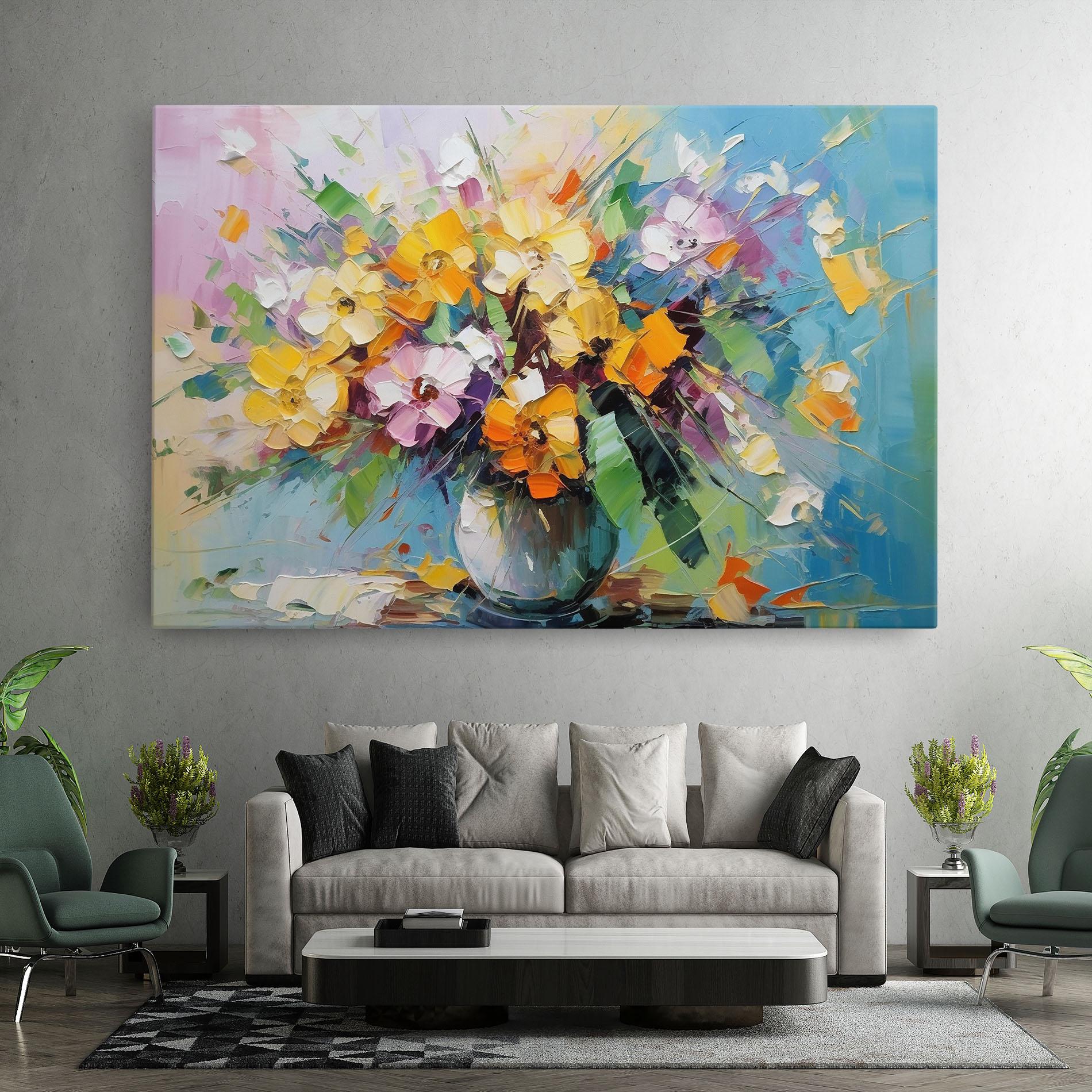Leinwandbild Colorfull Flowers Painting mockup 7