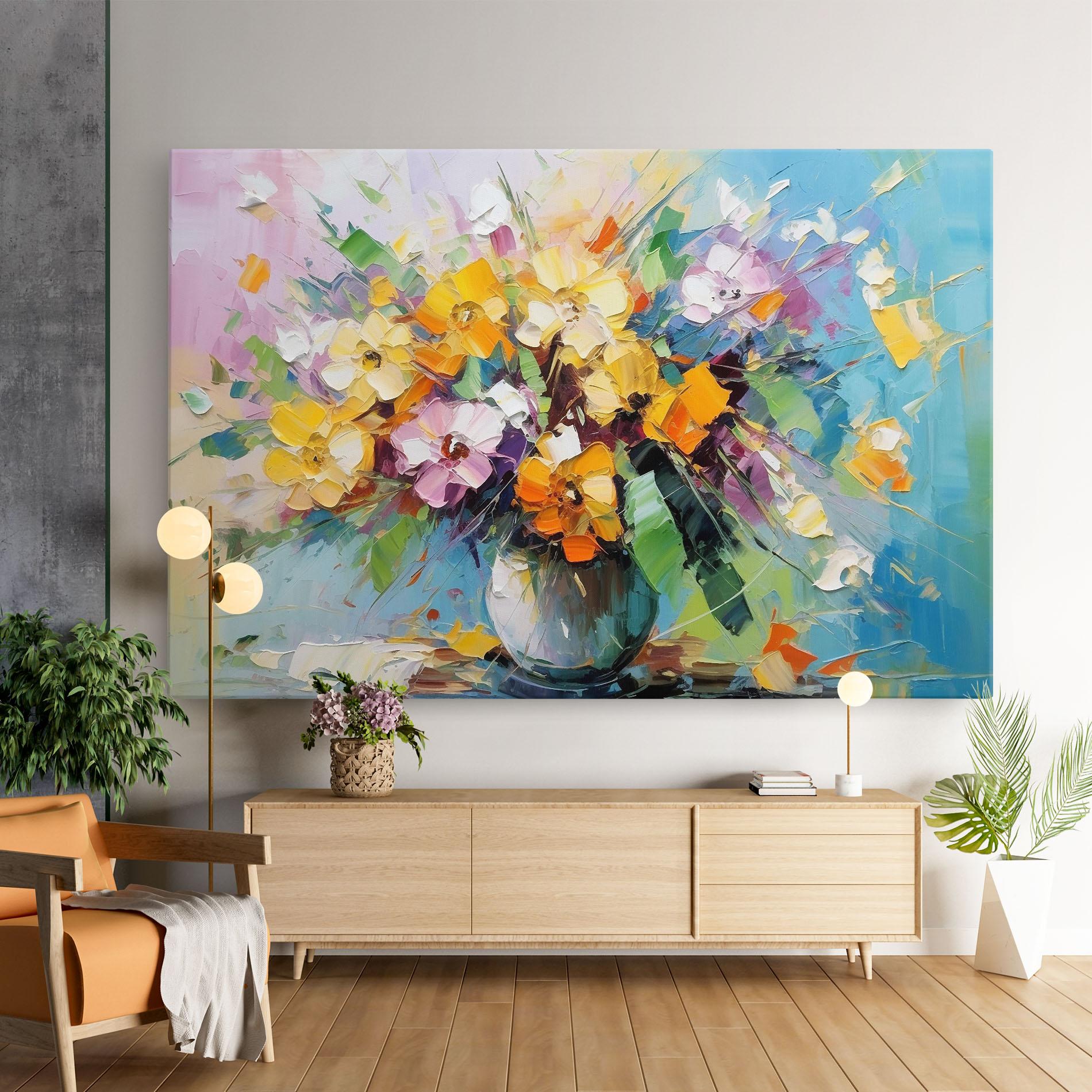 Leinwandbild Colorfull Flowers Painting mockup 9