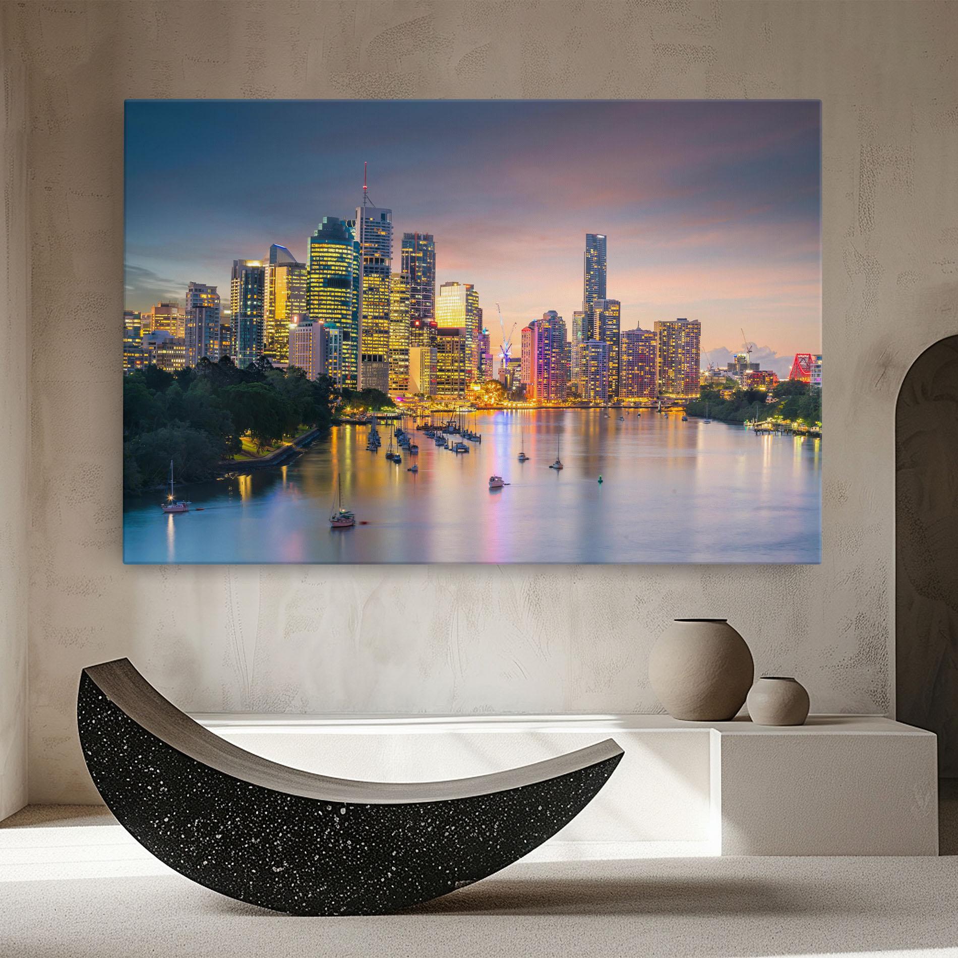 Leinwandbild Brisbane City Skyline mockup 8