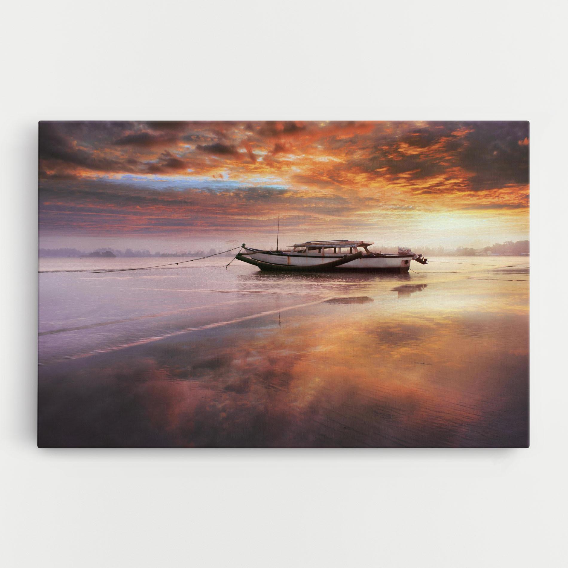 Leinwandbild Beauty Boat Sunrise mockup 0