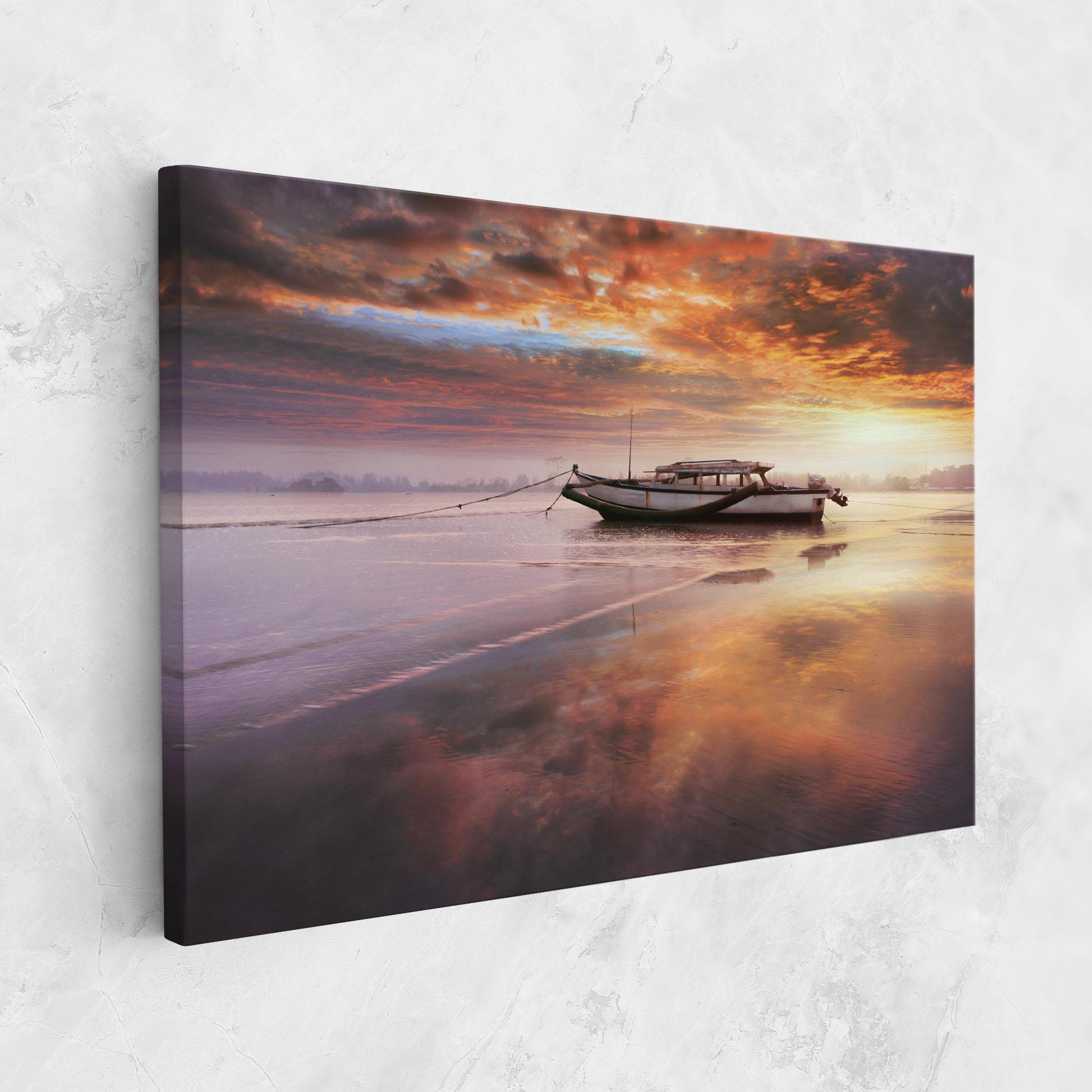 Leinwandbild Beauty Boat Sunrise mockup 1