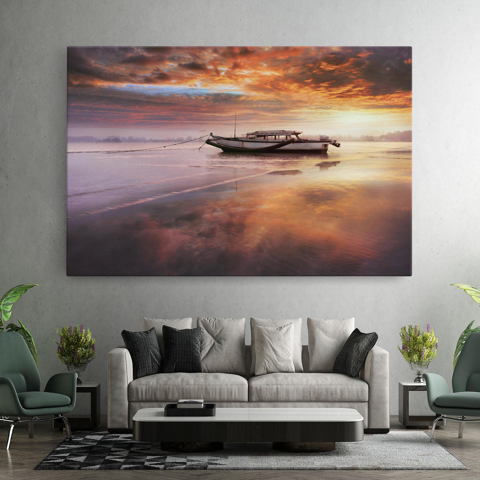 Leinwandbild Beauty Boat Sunrise mockup 7