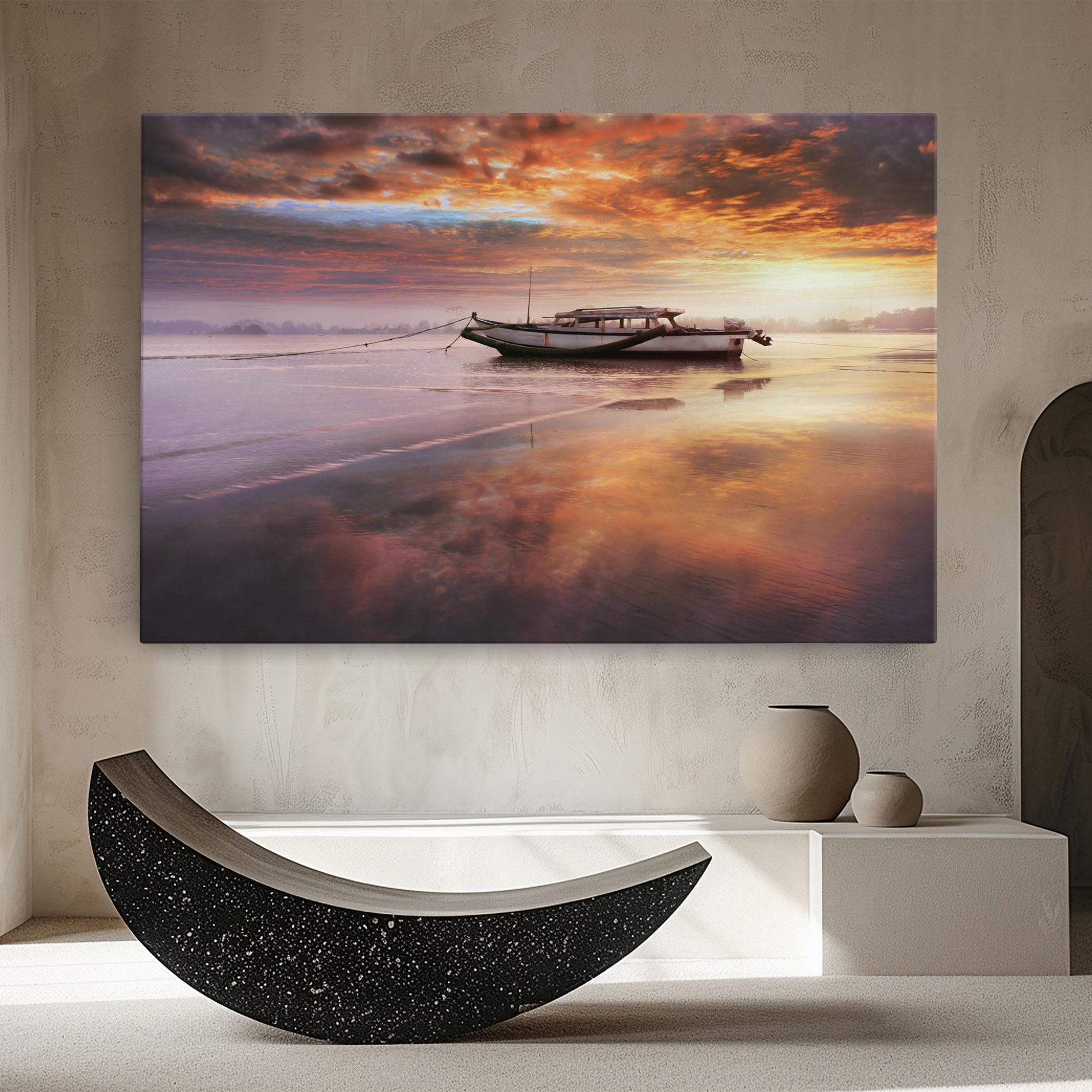 Leinwandbild Beauty Boat Sunrise mockup 8