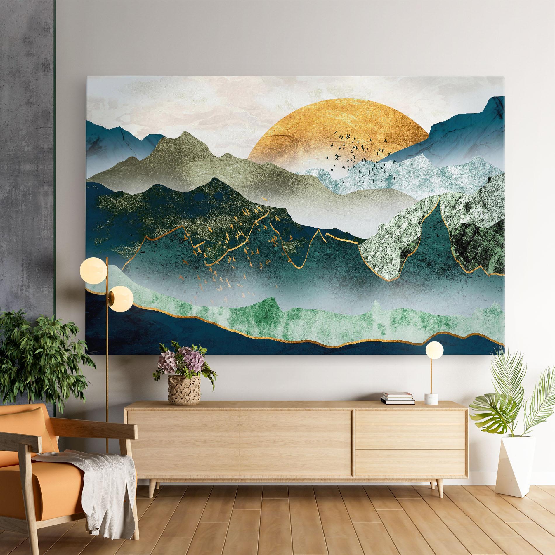 Leinwandbild Golden Mountains mockup 9