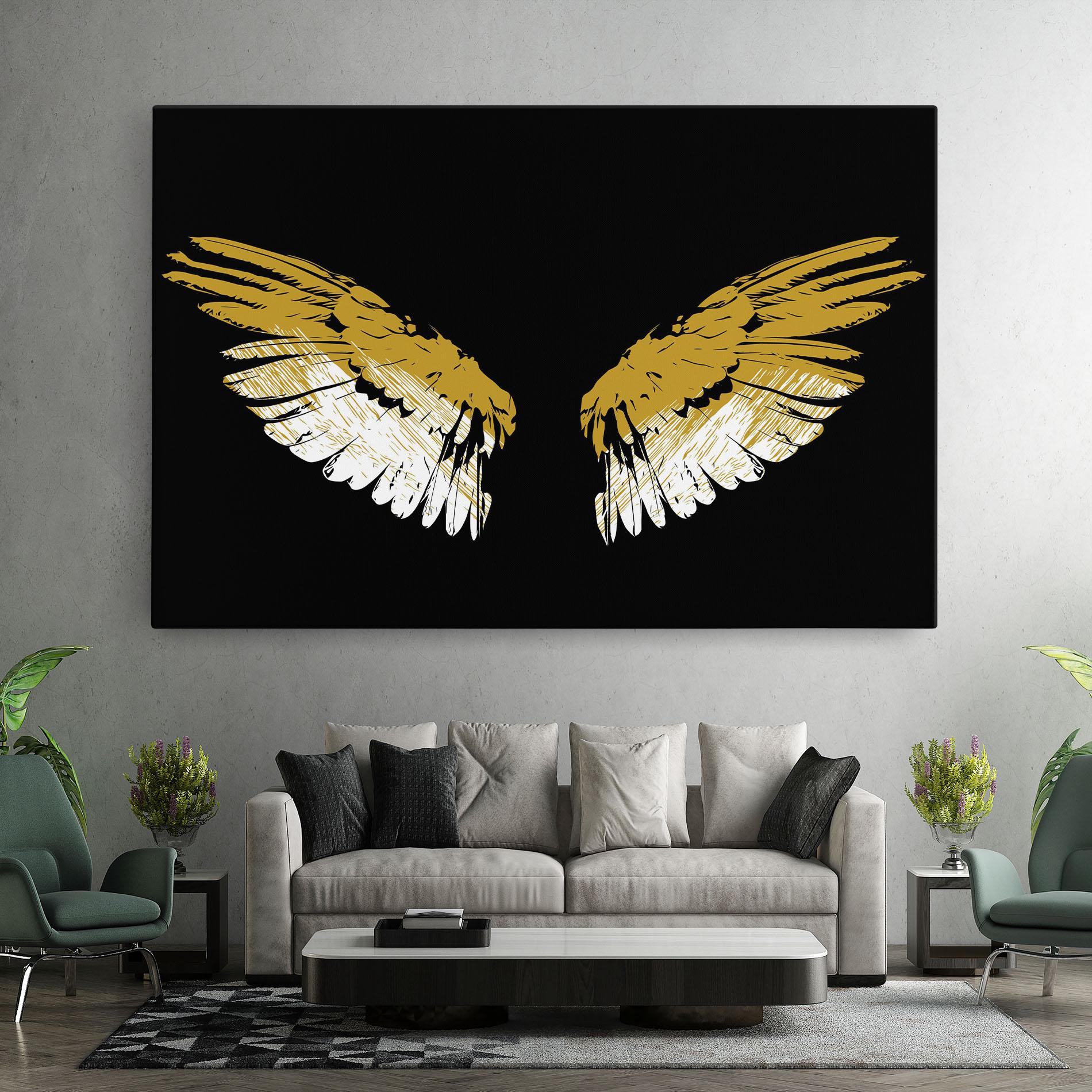 Leinwandbild White Yellow Wings mockup 7