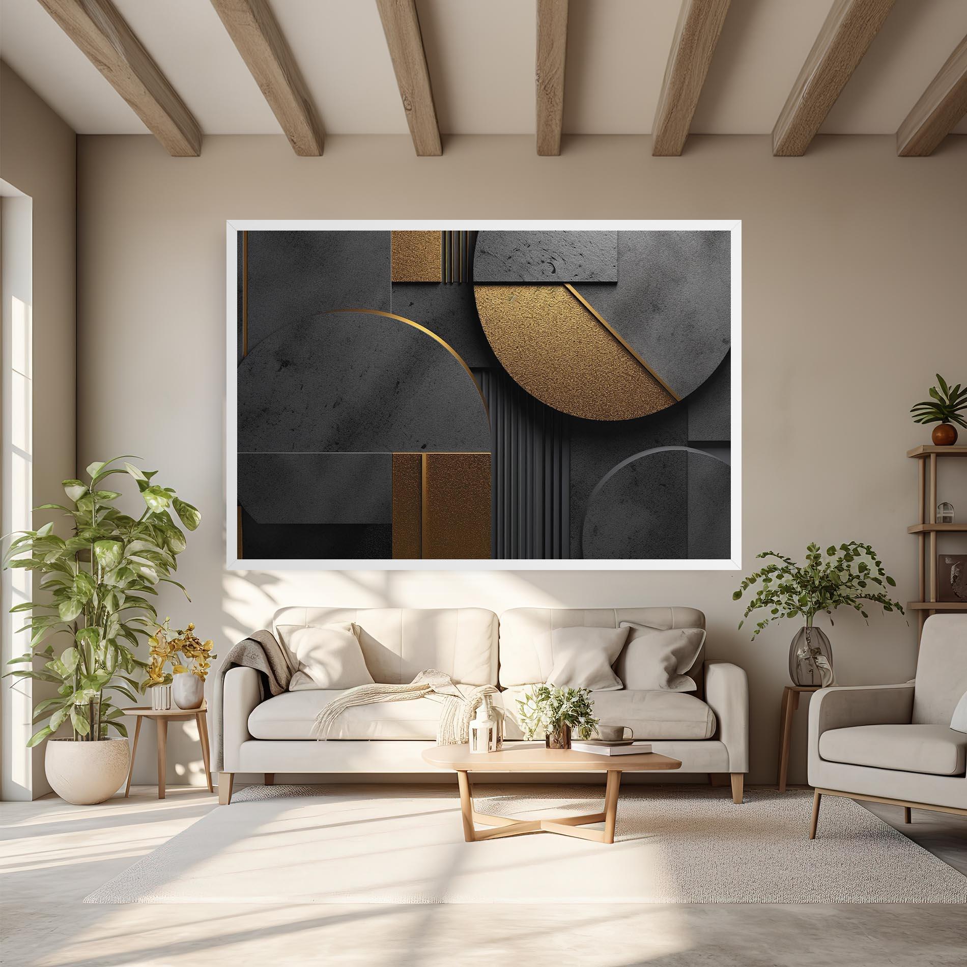 Leinwandbild Gold With Grey Circle mockup 6