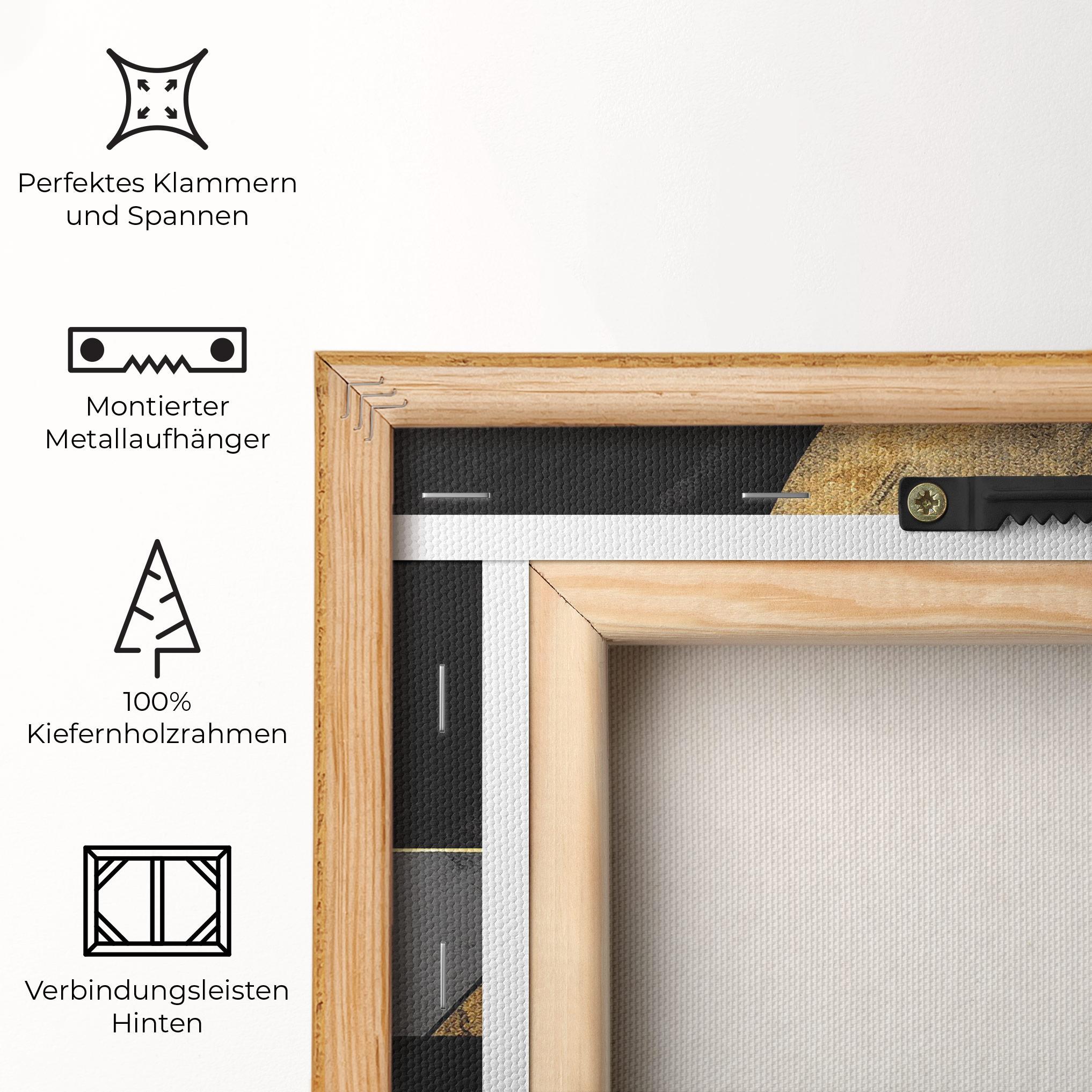 Leinwandbild Grey With Gold Painting mockup 5