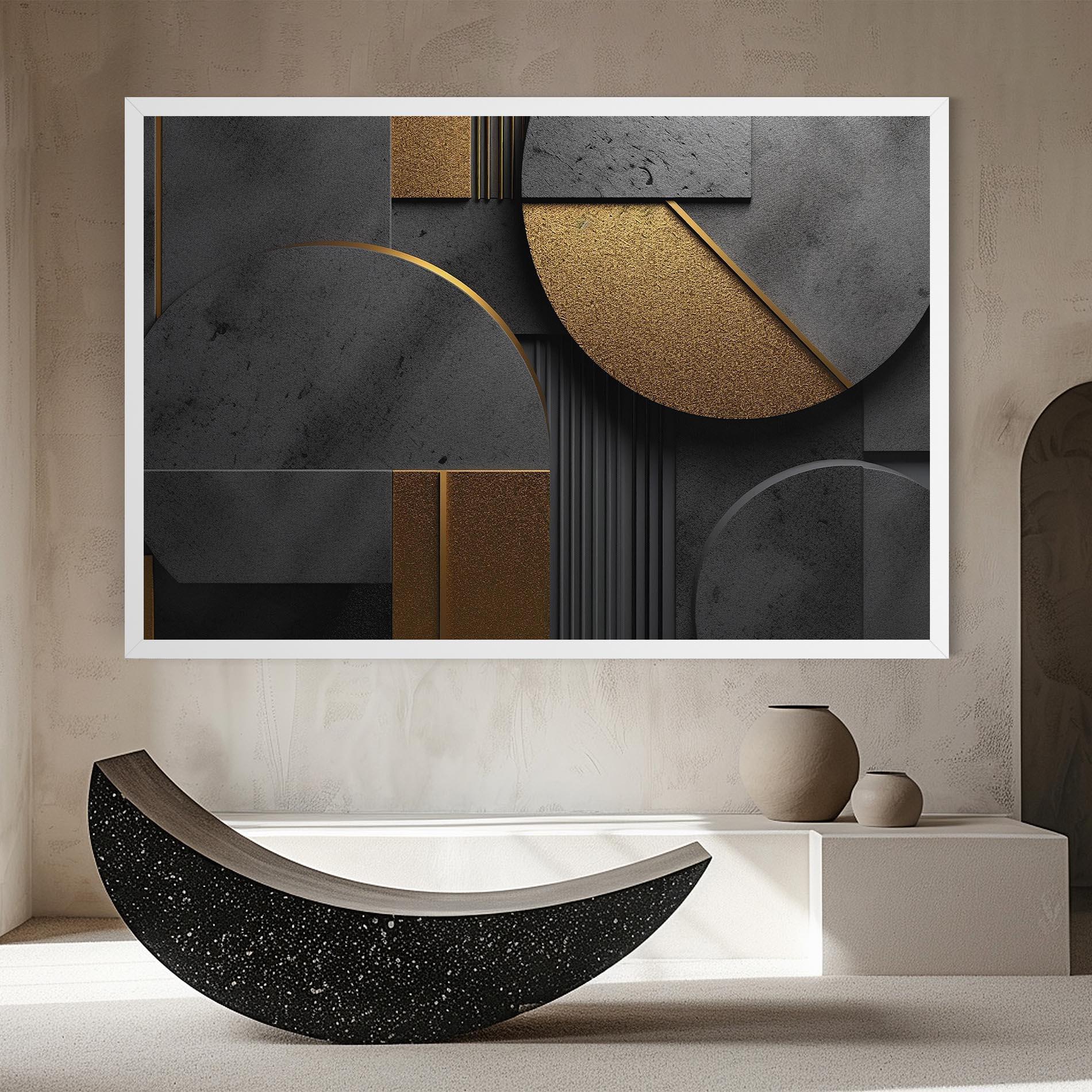 Leinwandbild Gold With Grey Circle mockup 8