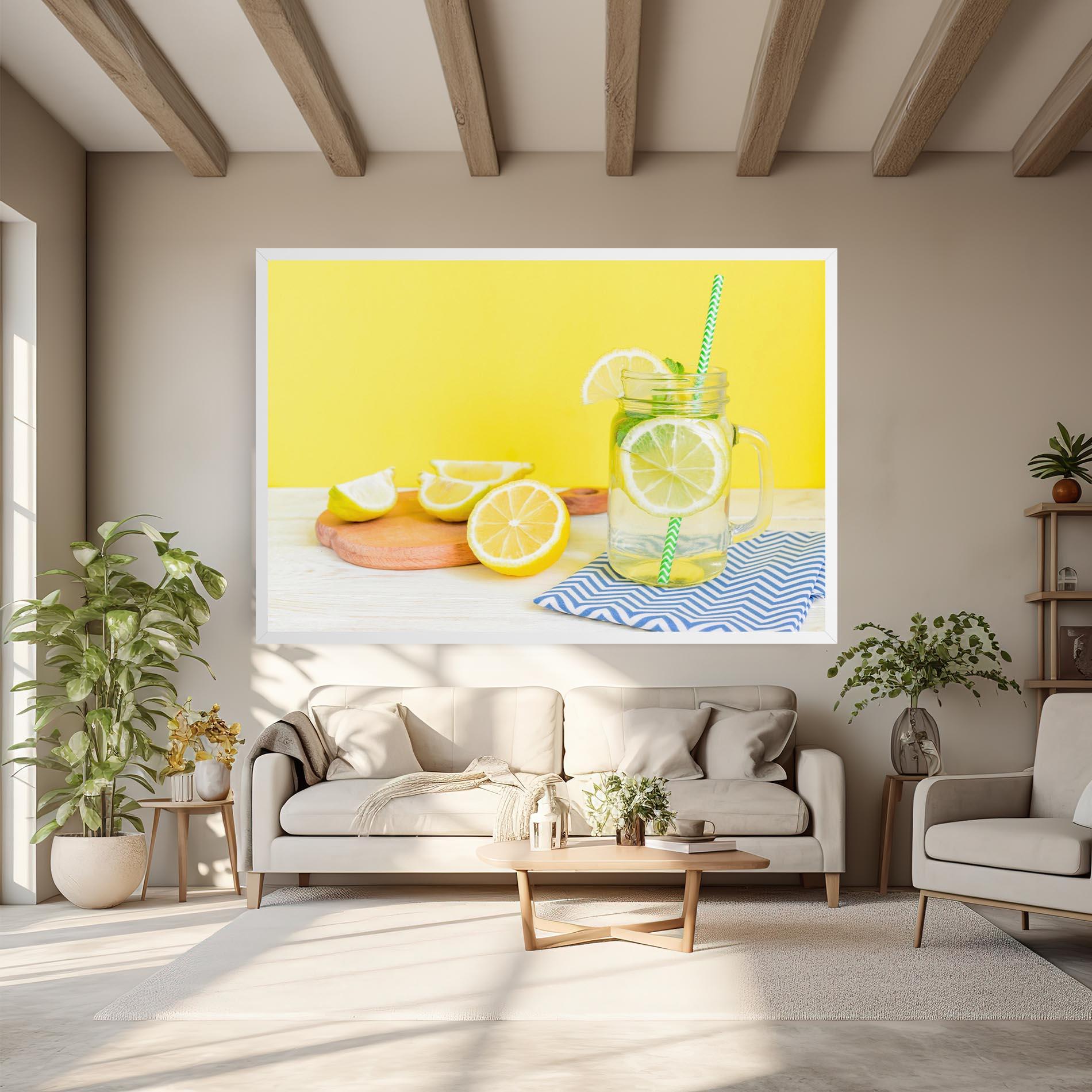 Leinwandbild Citrus Lemonade Water mockup 6