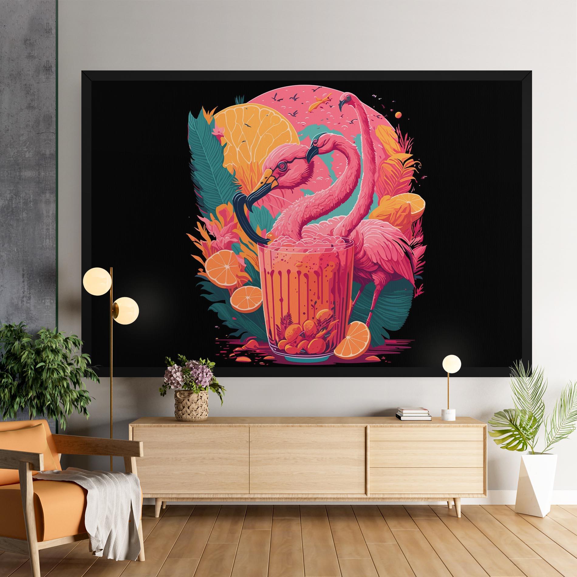 Leinwandbild Pink Bird Drink mockup 9