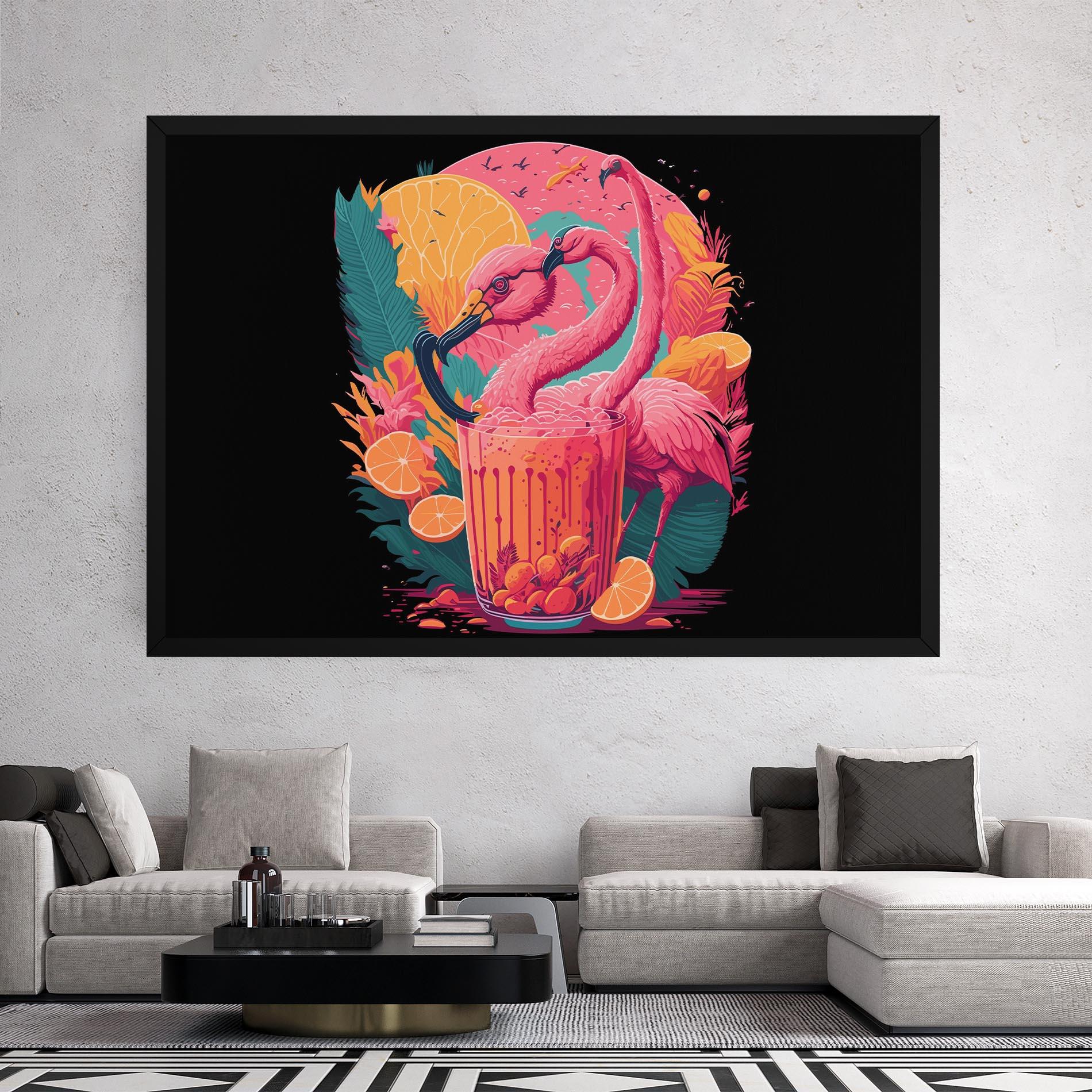 Leinwandbild Pink Bird Drink mockup 2