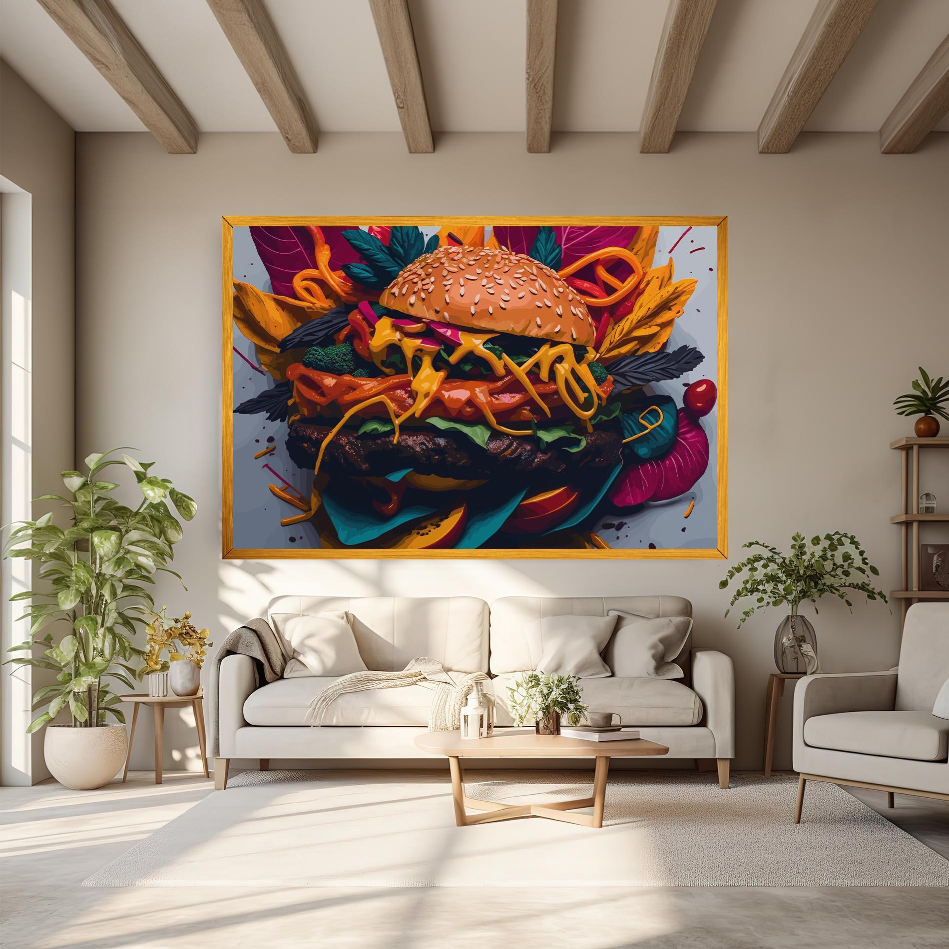 Leinwandbild Burger Mustard mockup 6