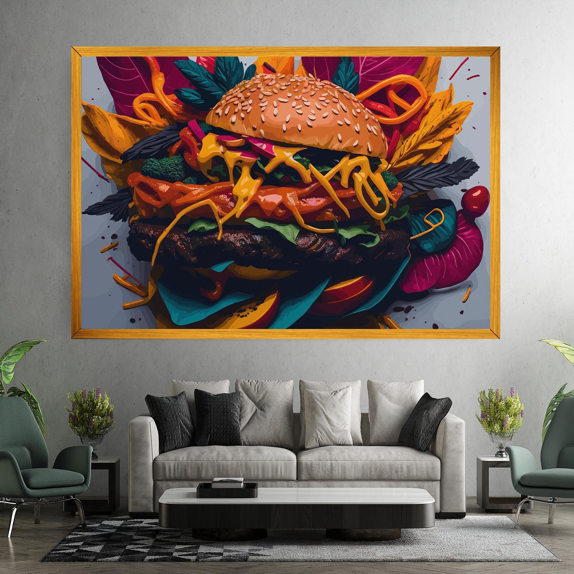 Leinwandbild Burger Mustard mockup 7
