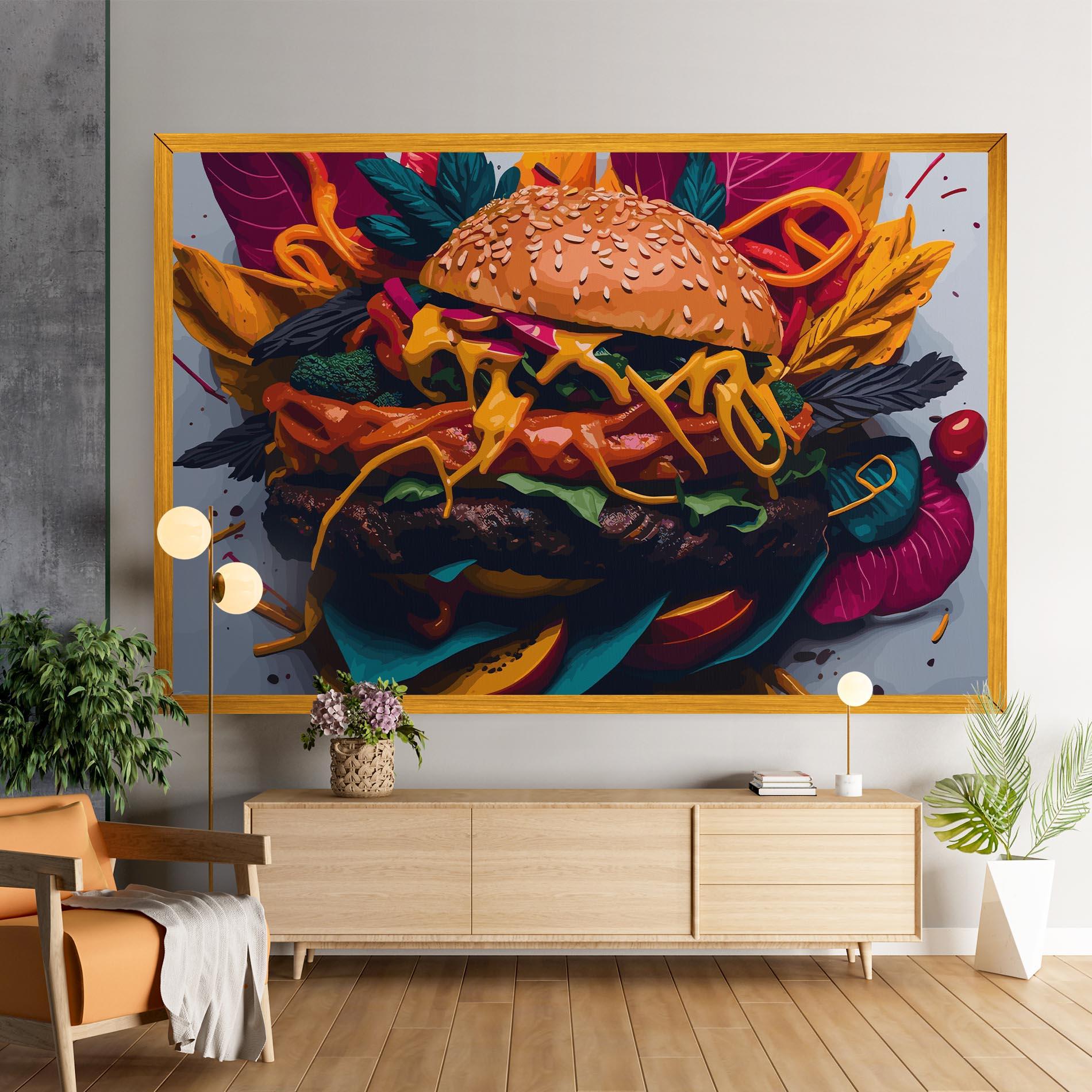 Leinwandbild Burger Mustard mockup 9