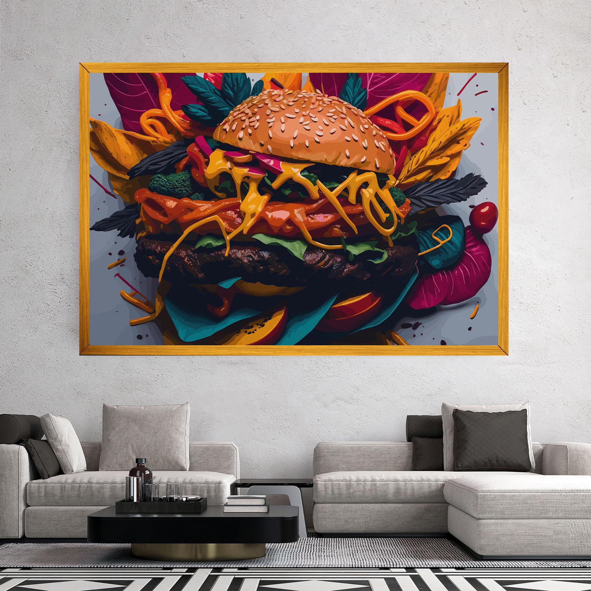 Leinwandbild Burger Mustard mockup 2