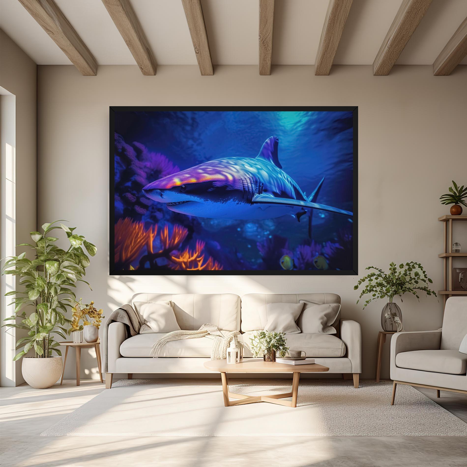 Leinwandbild Blue Light Shark mockup 6