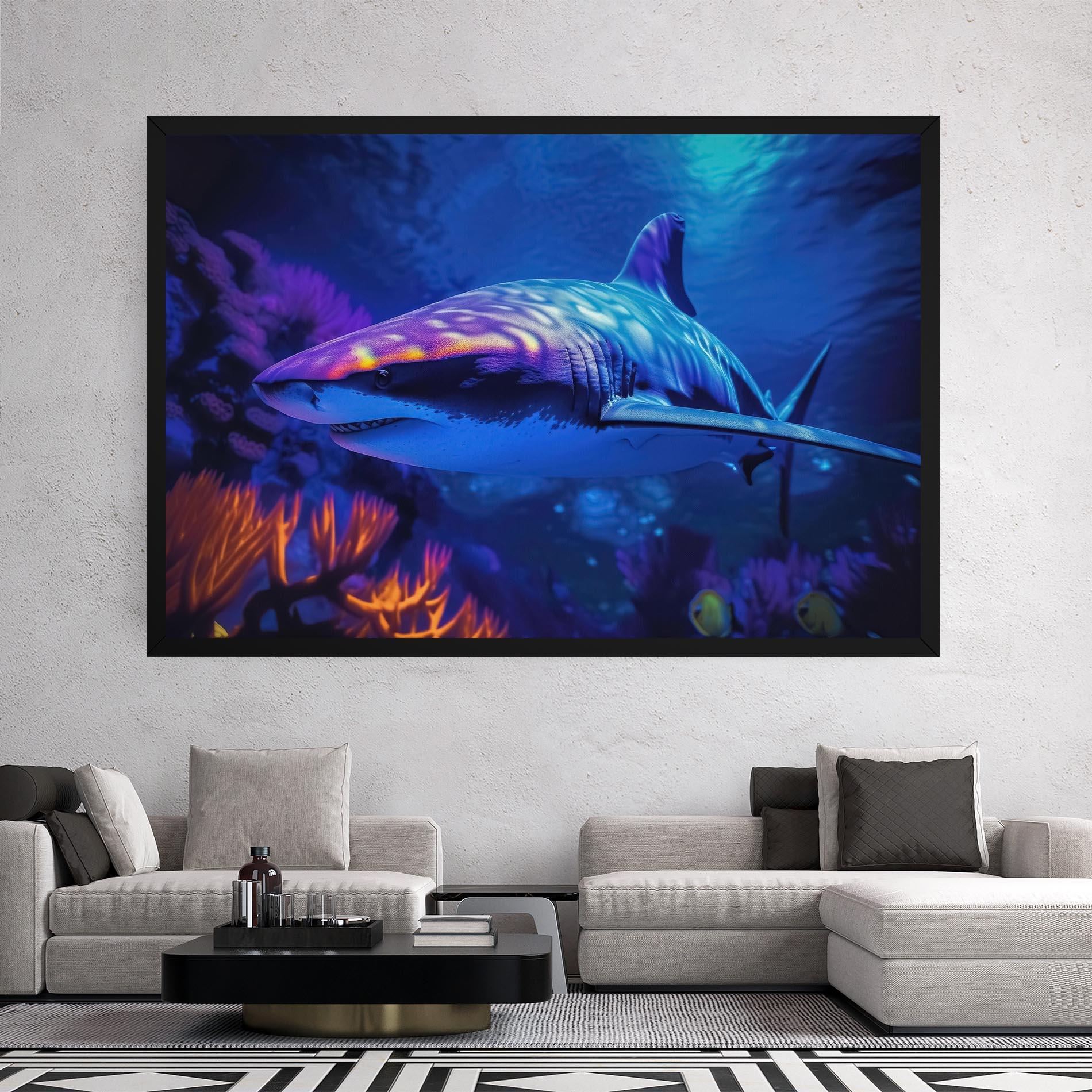 Leinwandbild Blue Light Shark mockup 2