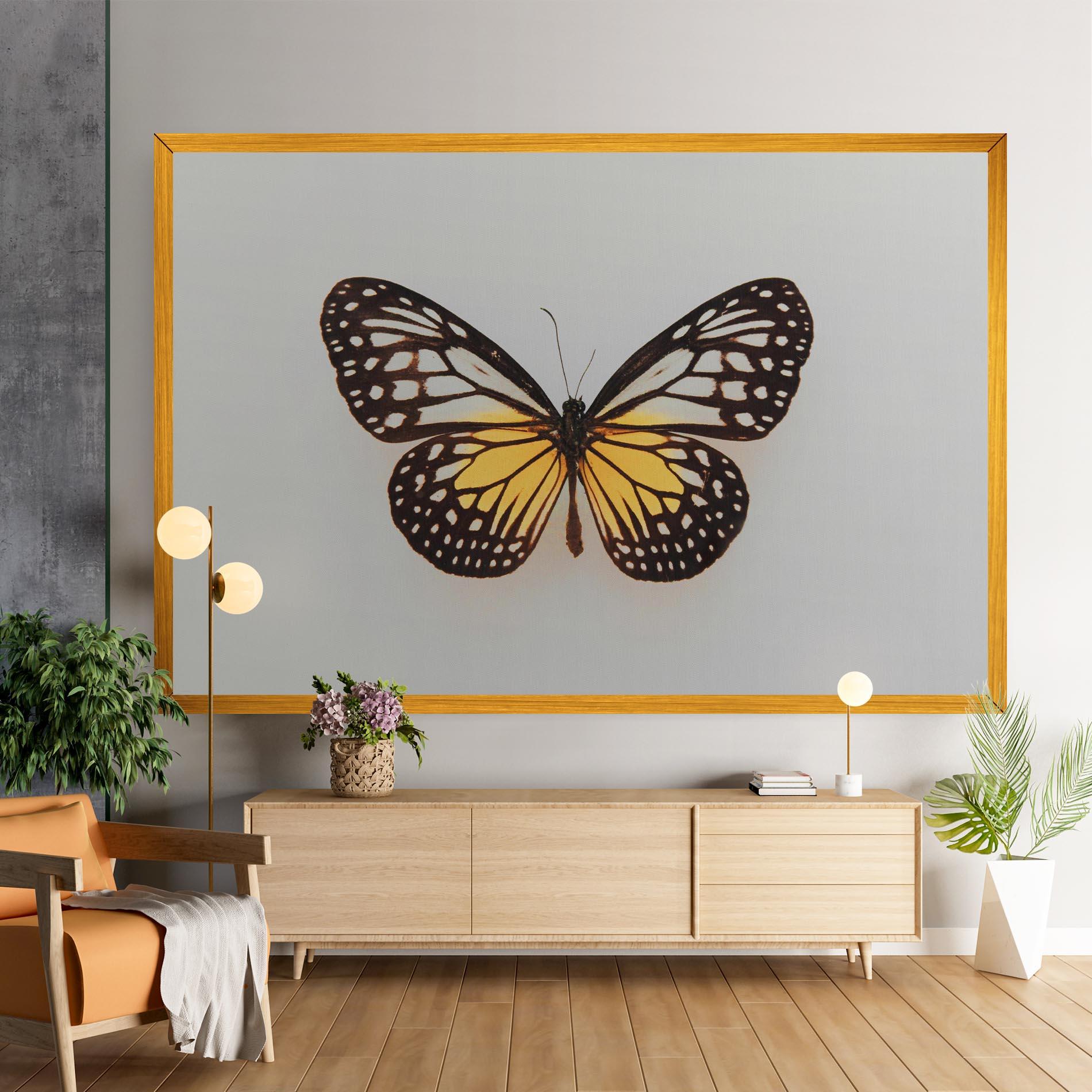 Leinwandbild Butterfly On Grey mockup 9