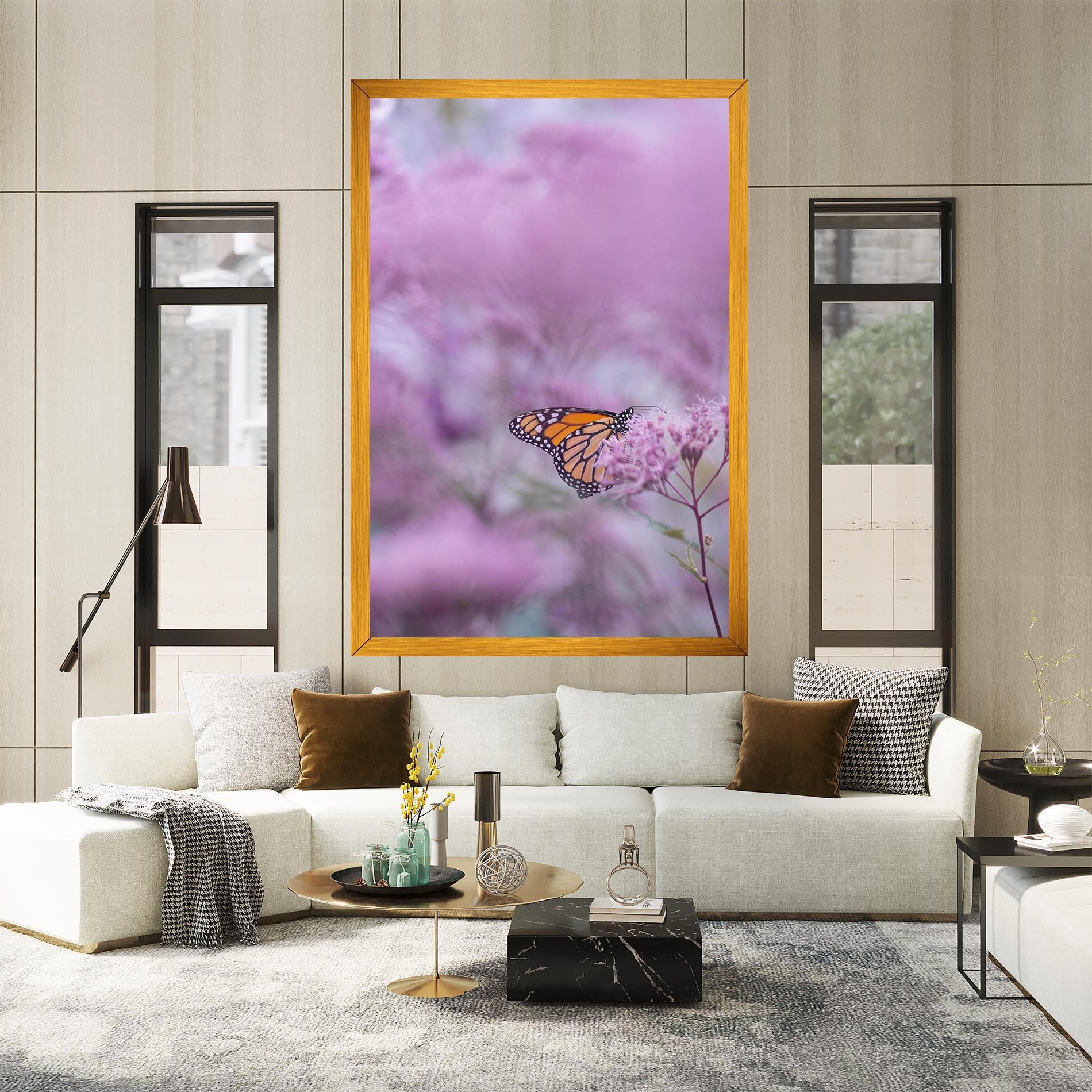 Leinwandbild Purple Flower Butterfly mockup 2