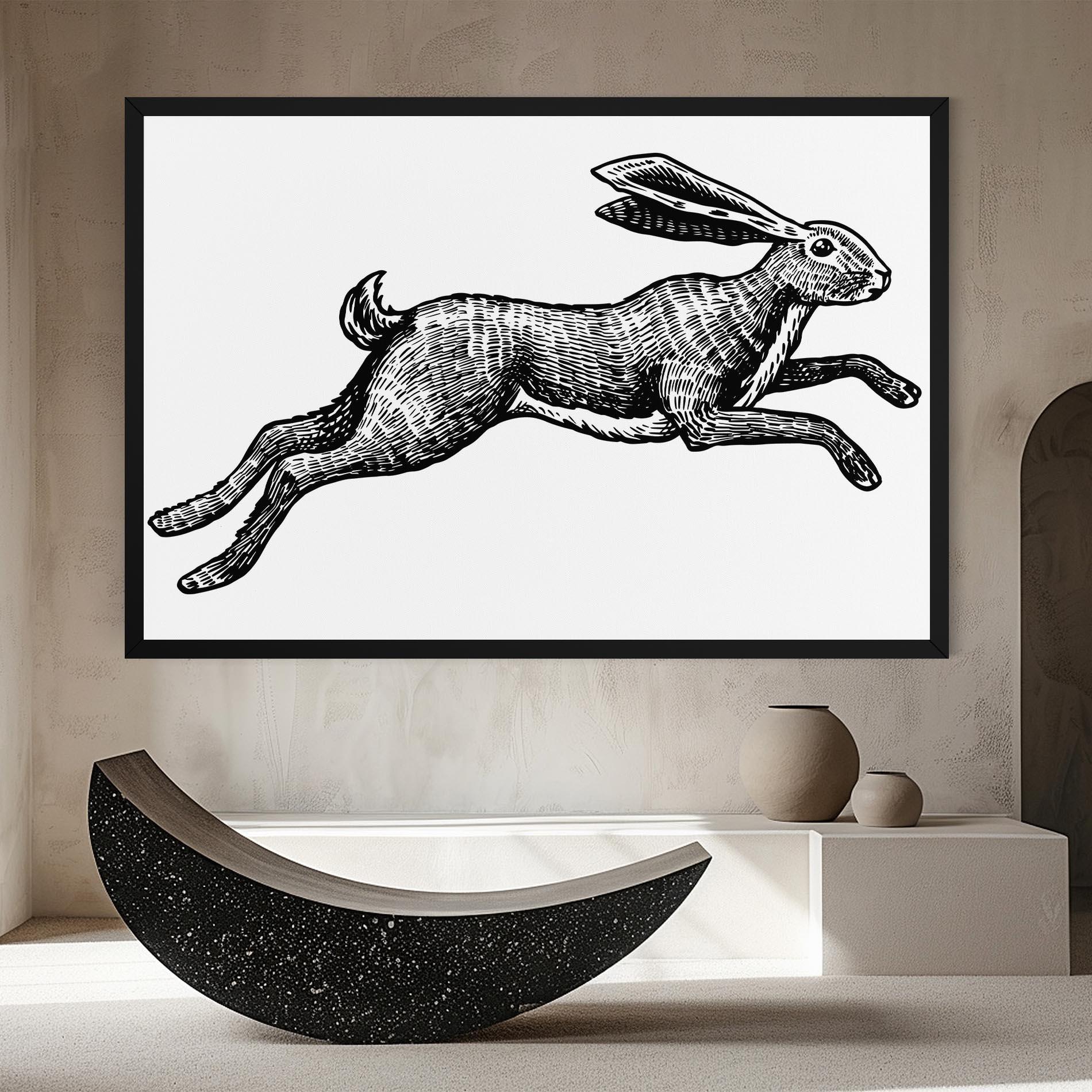 Leinwandbild Black Line Bunny mockup 8