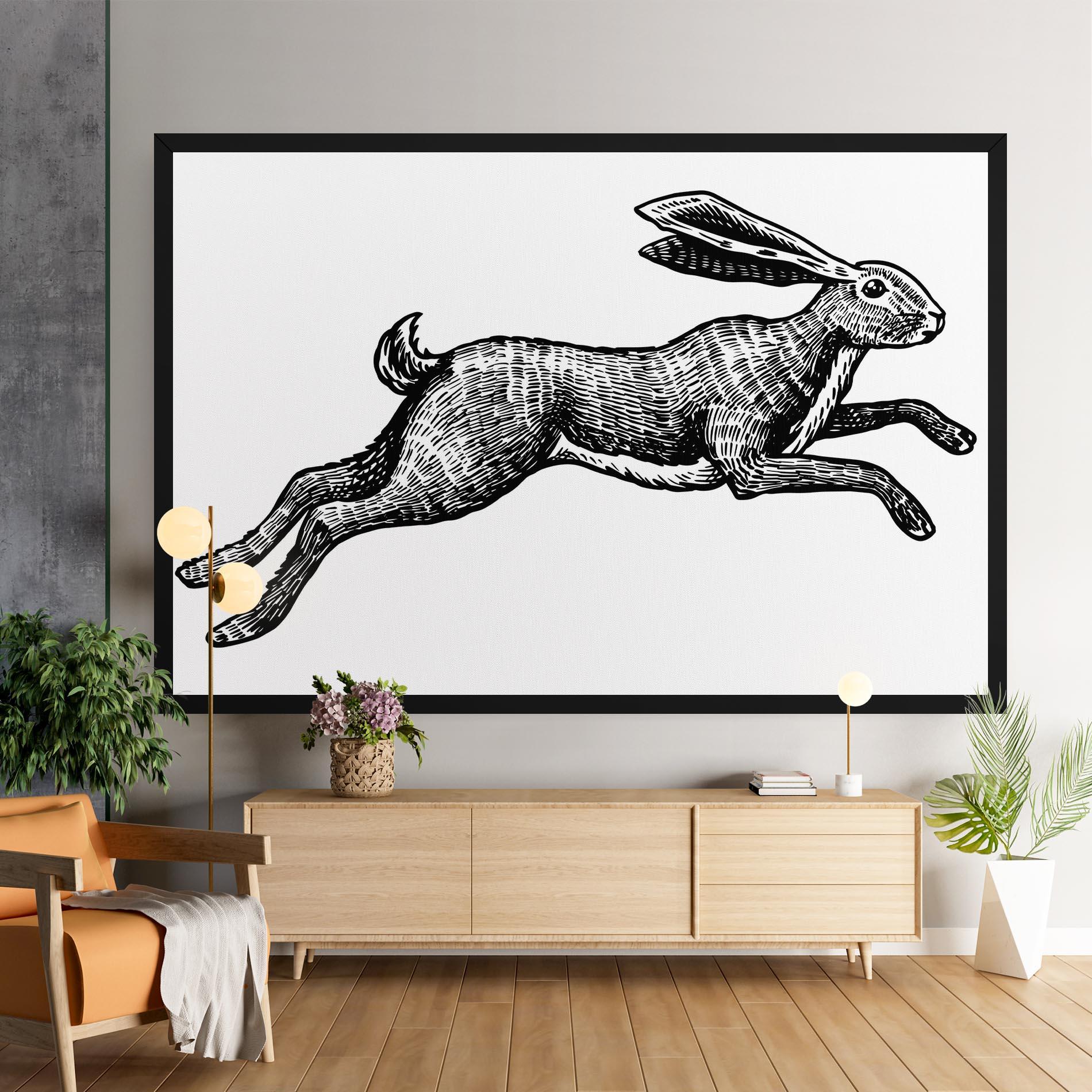 Leinwandbild Black Line Bunny mockup 9