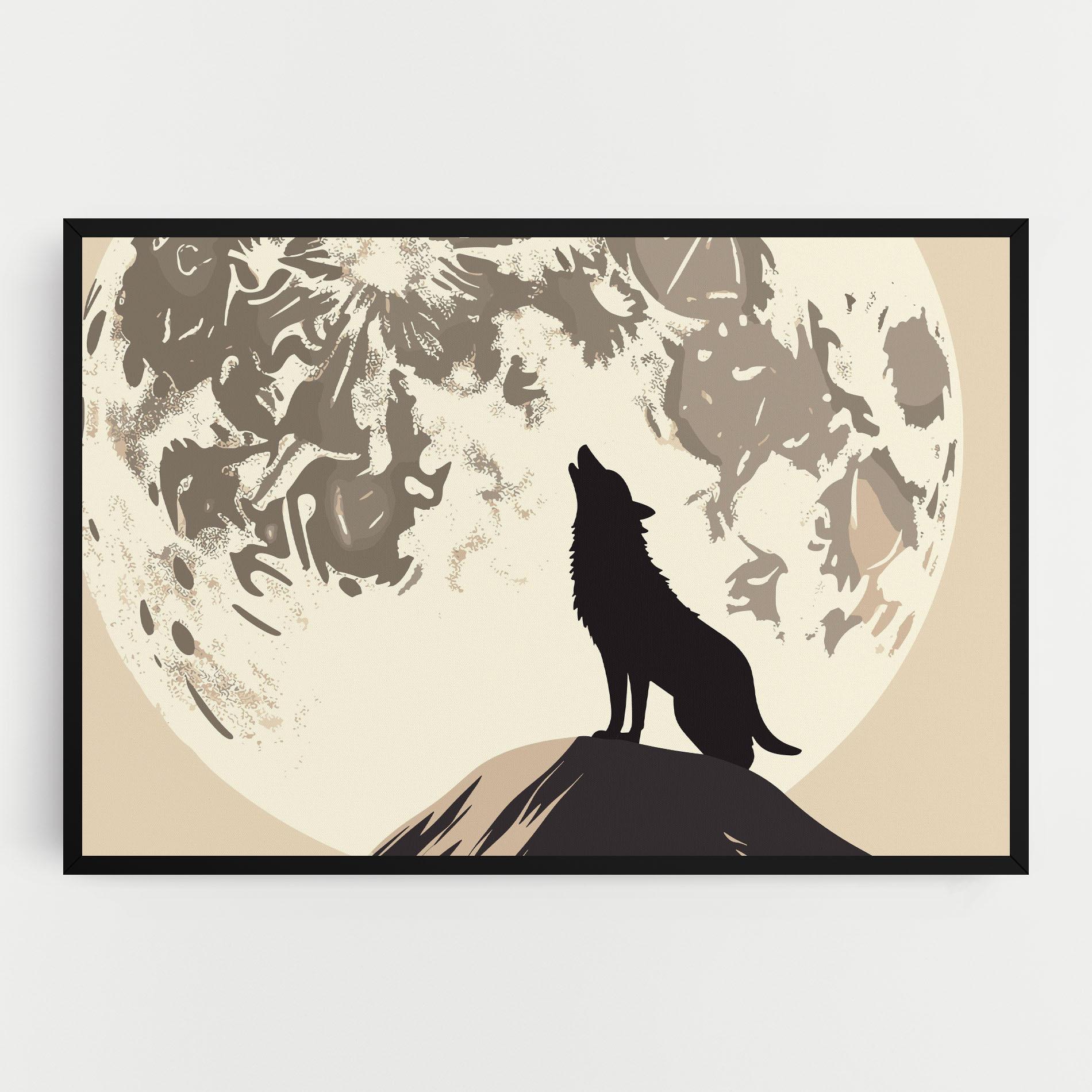Leinwandbild Cream Moon Wolf mockup 0