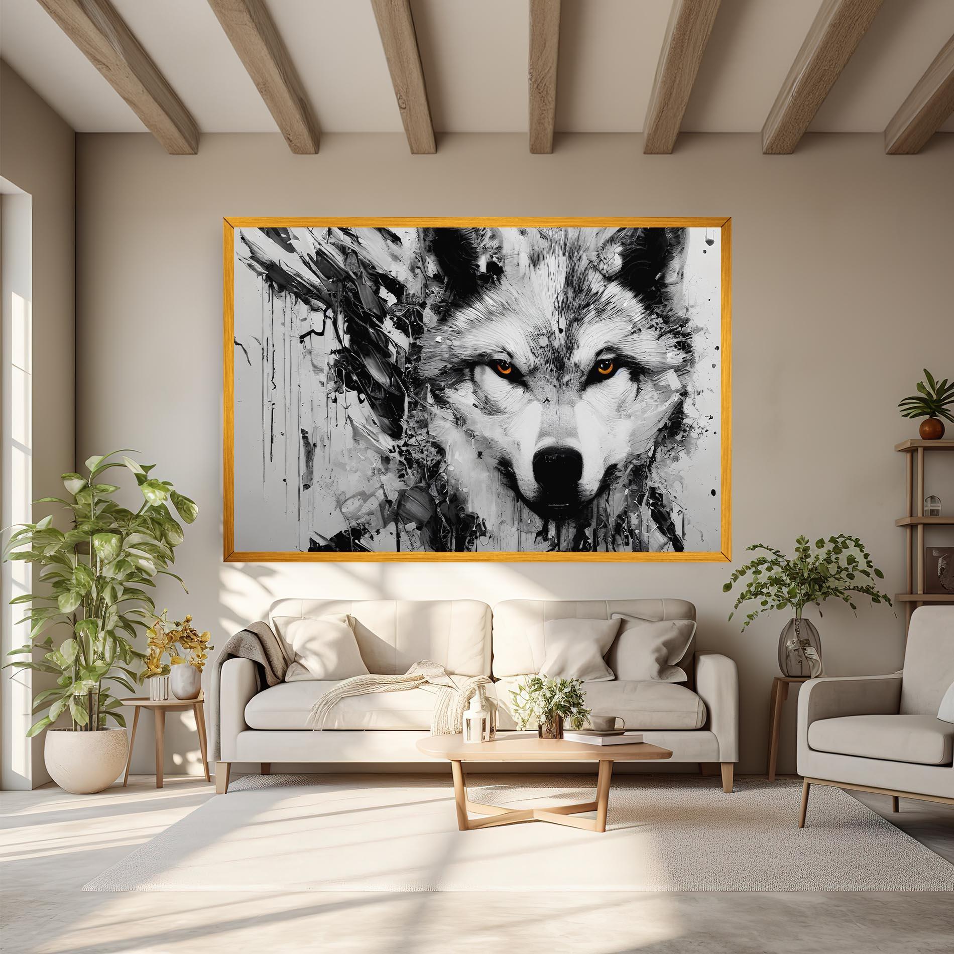 Leinwandbild Grey Wolf Portrait mockup 6