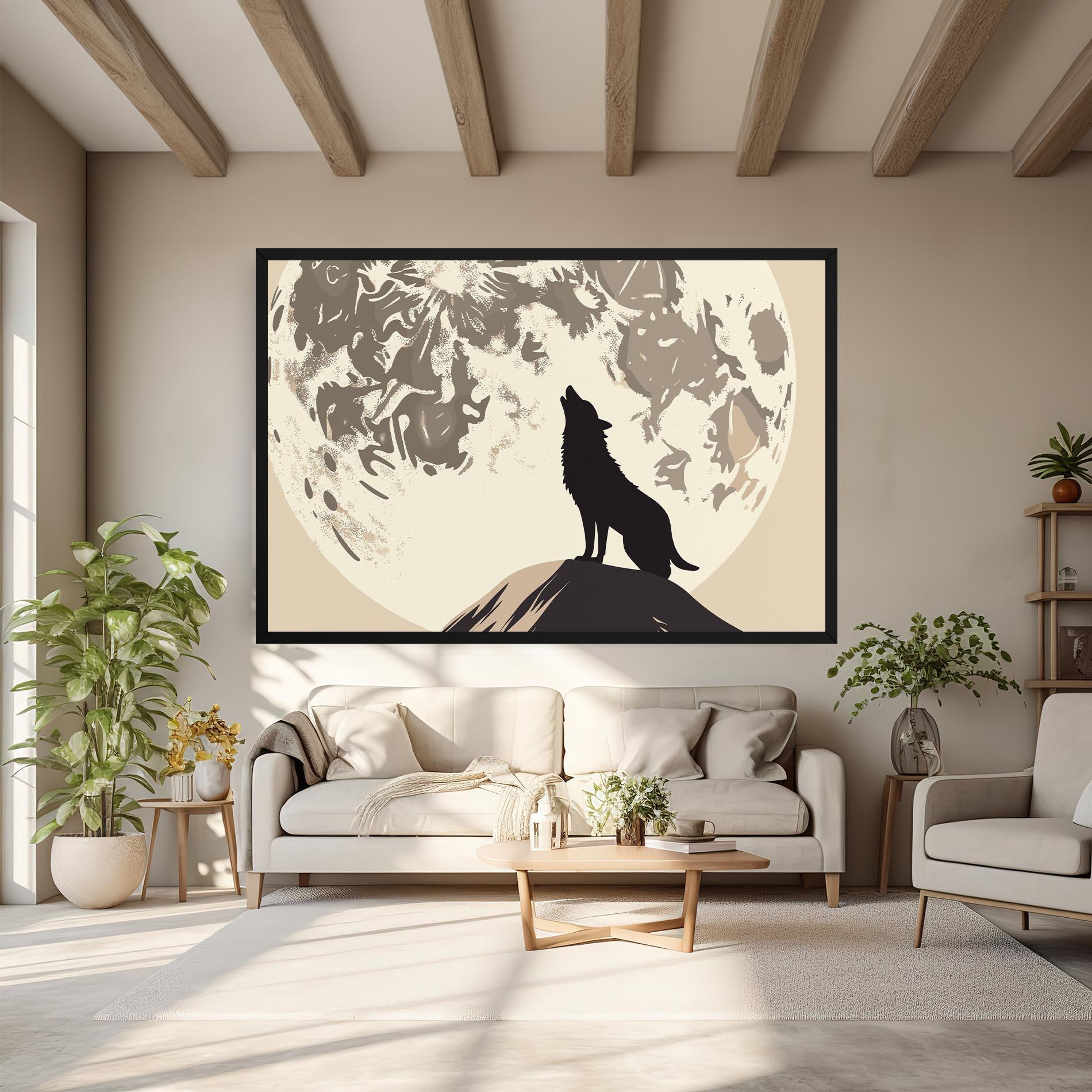 Leinwandbild Cream Moon Wolf mockup 6