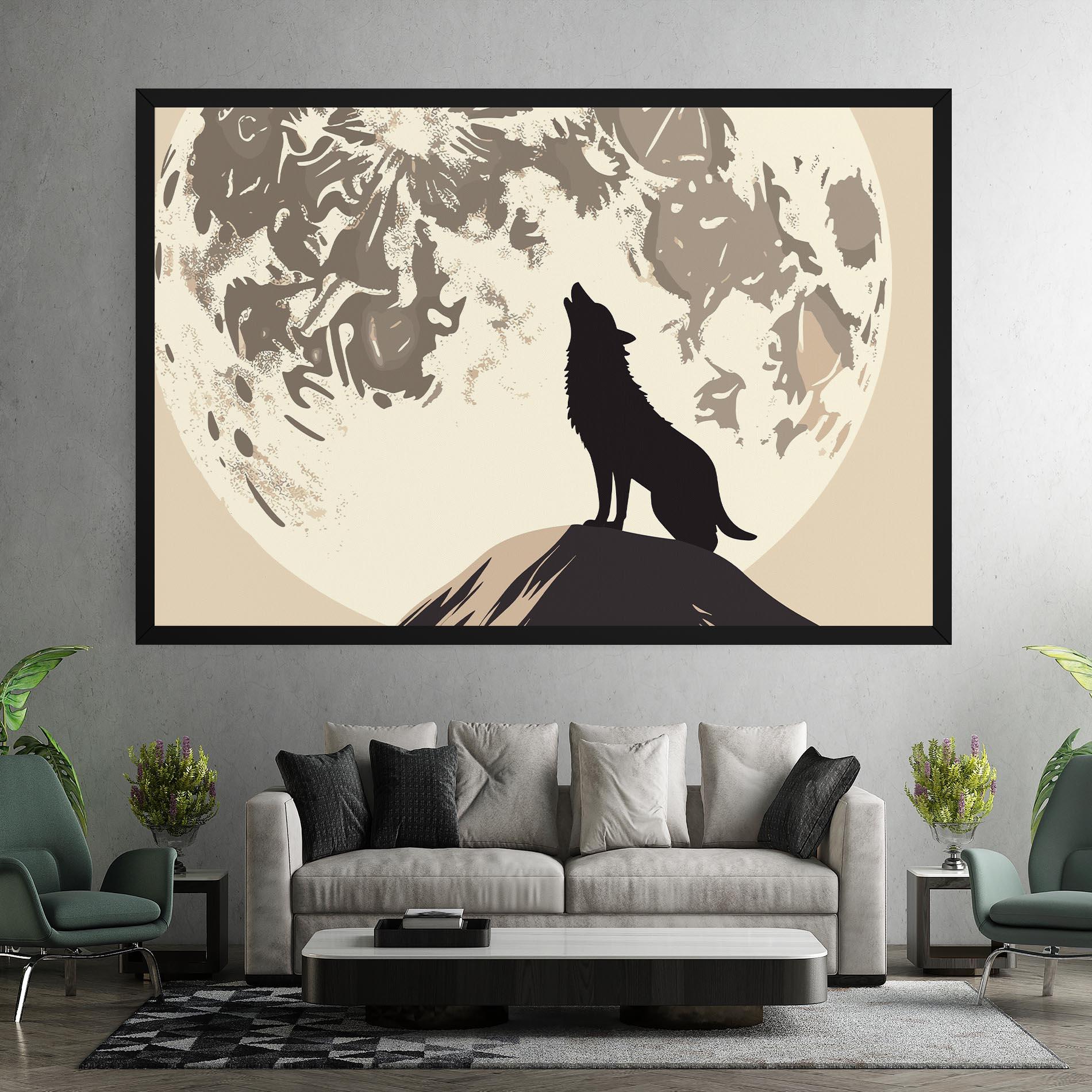 Leinwandbild Cream Moon Wolf mockup 7