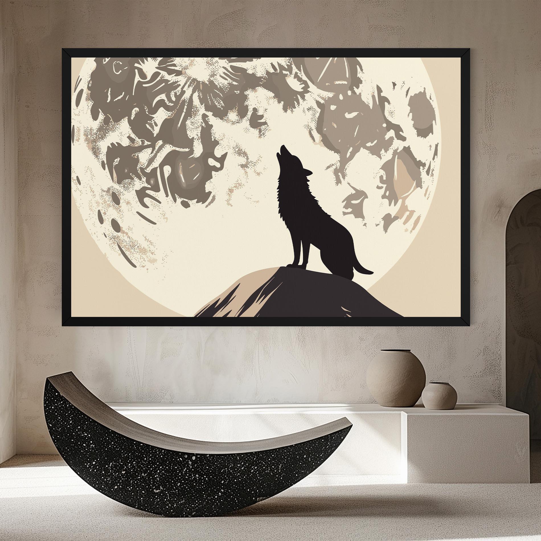 Leinwandbild Cream Moon Wolf mockup 8