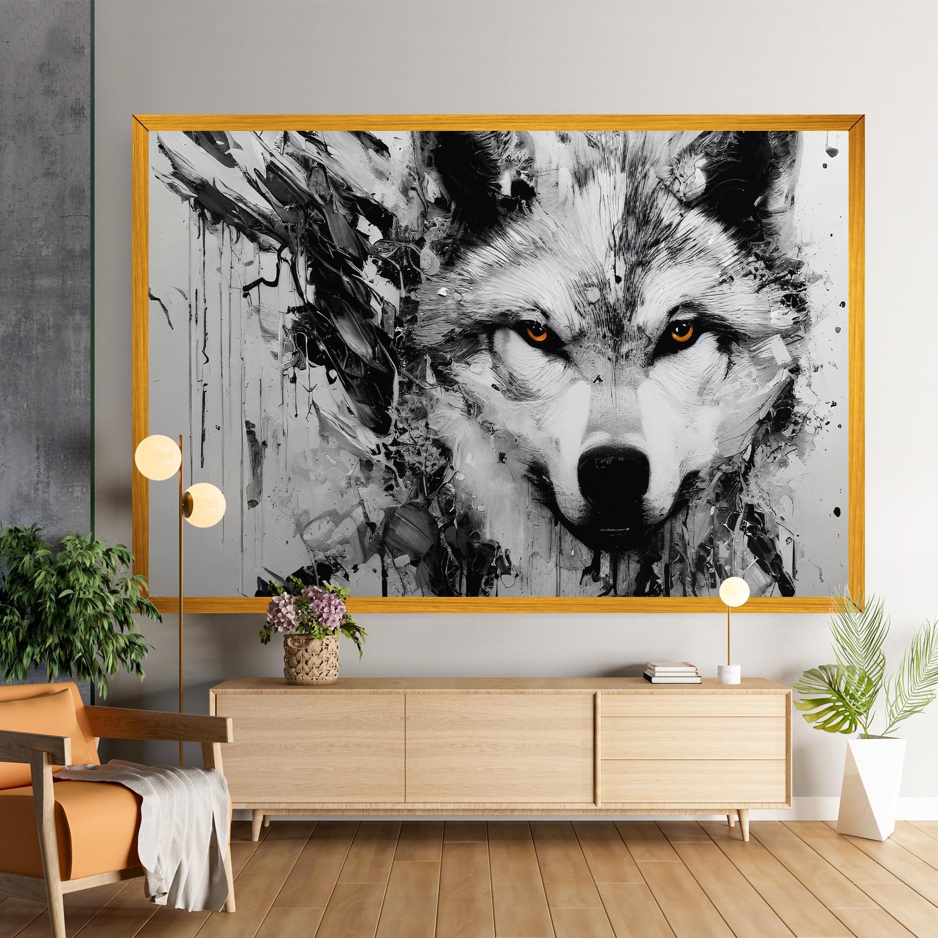 Leinwandbild Grey Wolf Portrait mockup 9