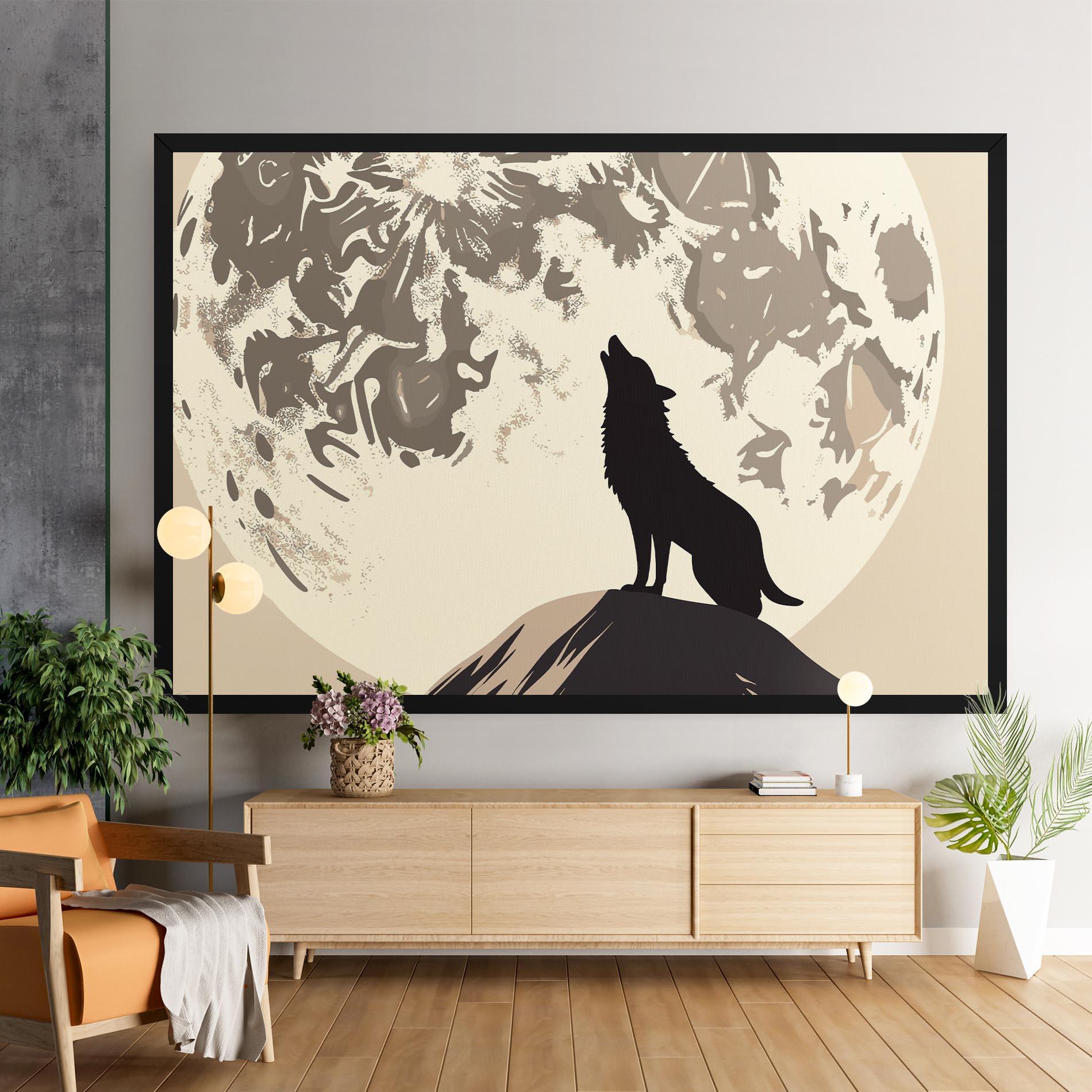 Leinwandbild Cream Moon Wolf mockup 9