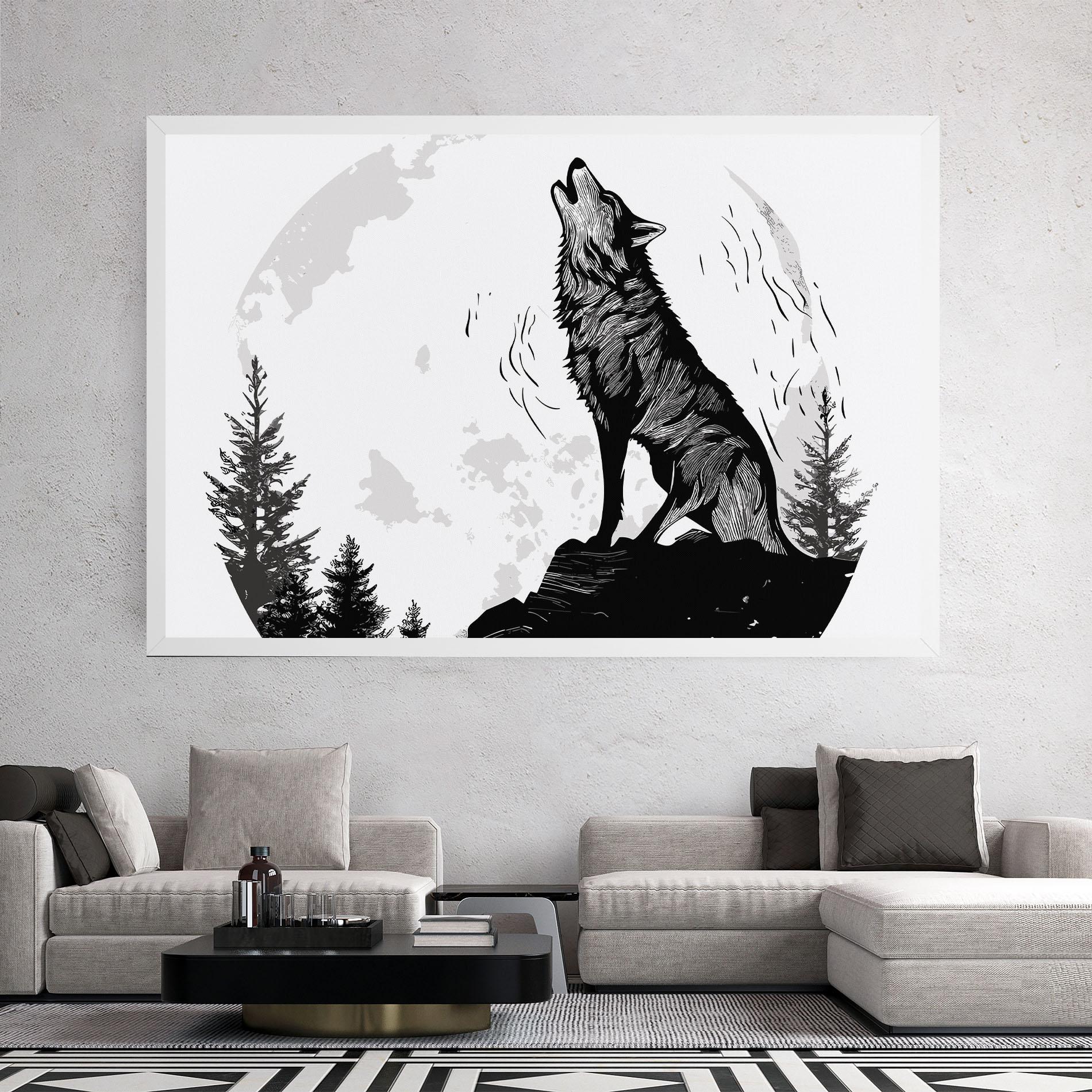 Leinwandbild Grey Moon Wolf mockup 2