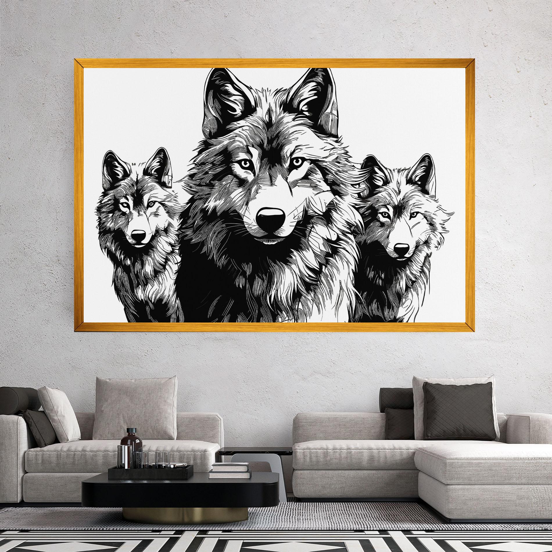 Leinwandbild 3 Wolves mockup 2