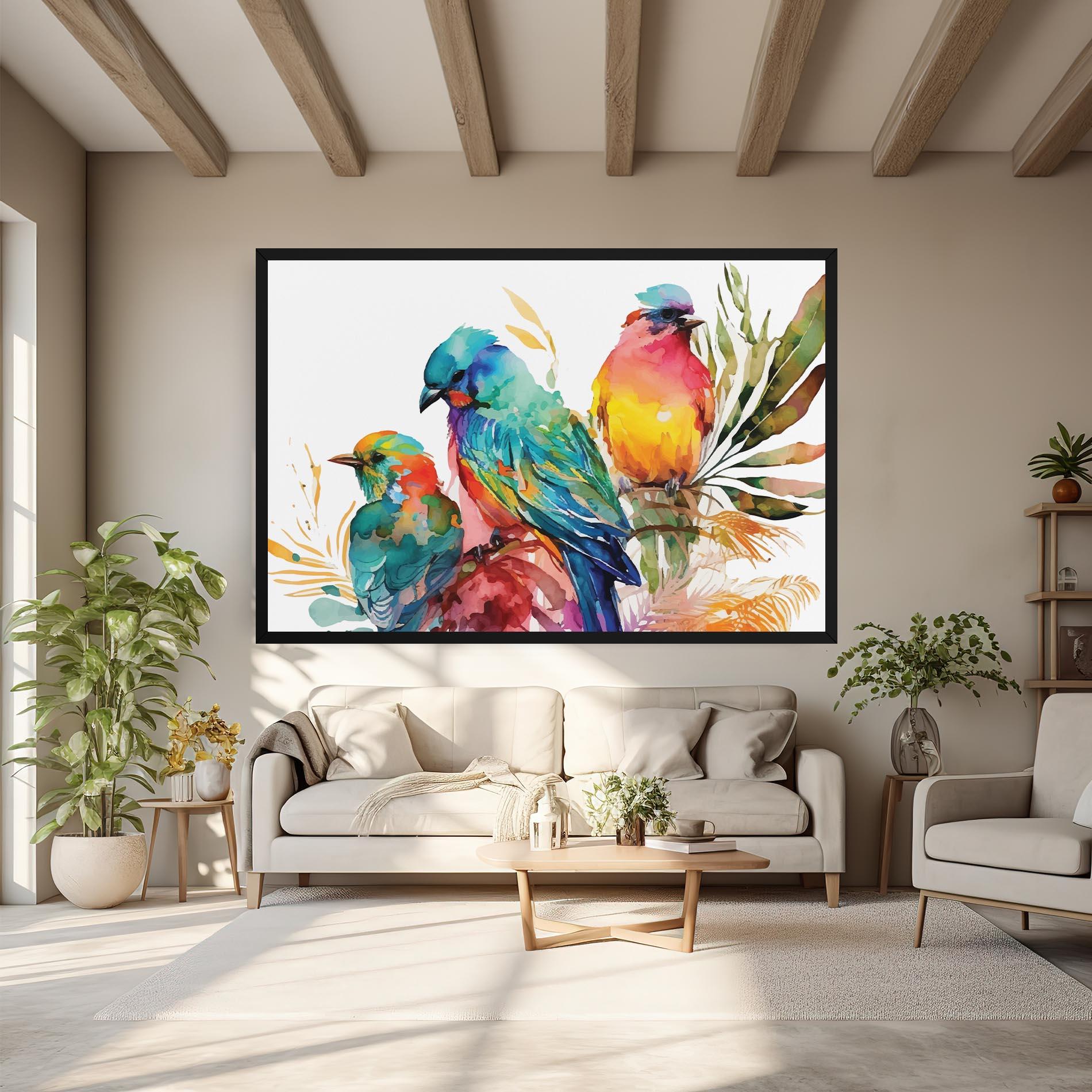Leinwandbild Colorful Birds mockup 6